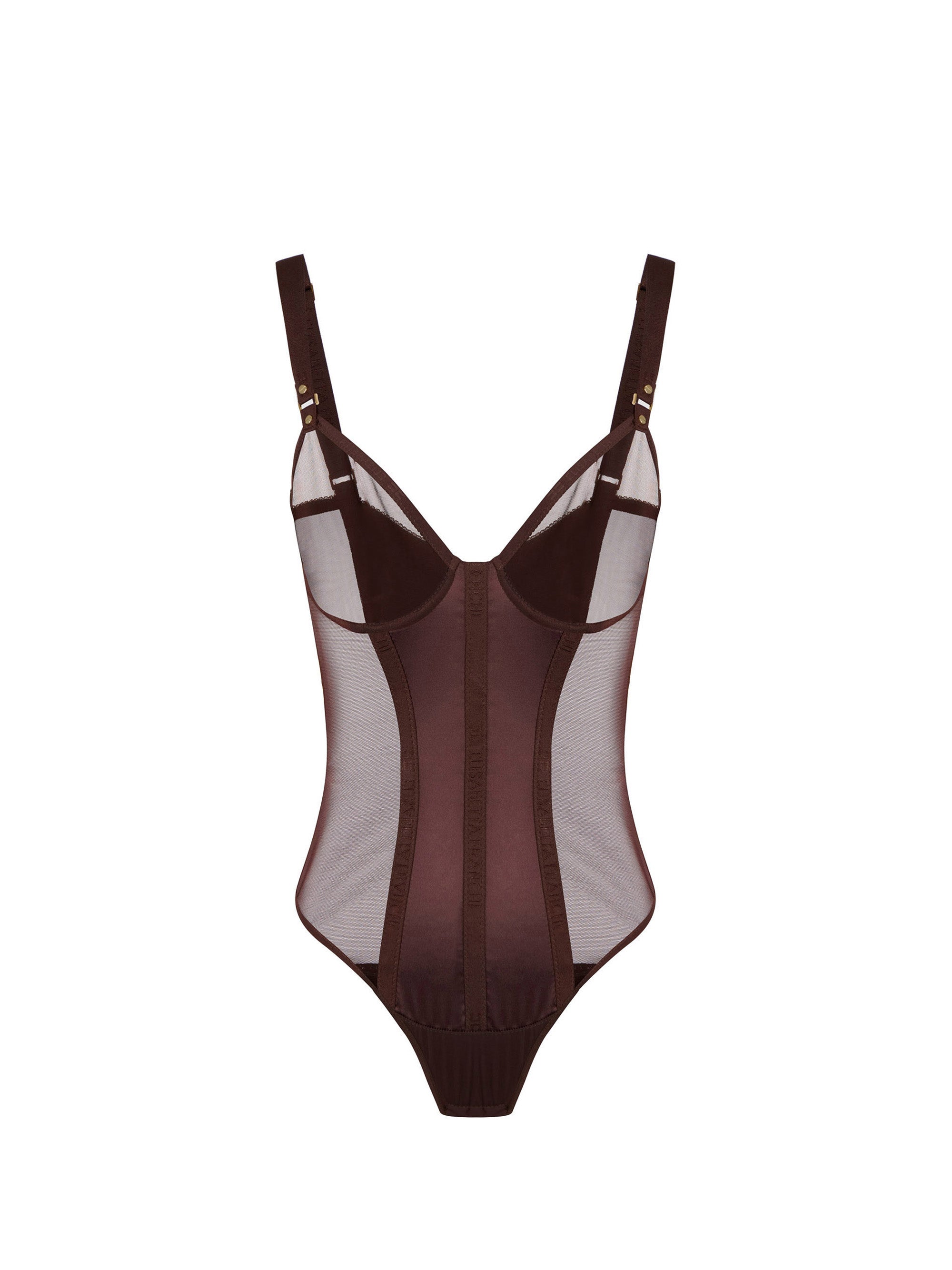 Bodysuit in stretch tulle and satin fabric