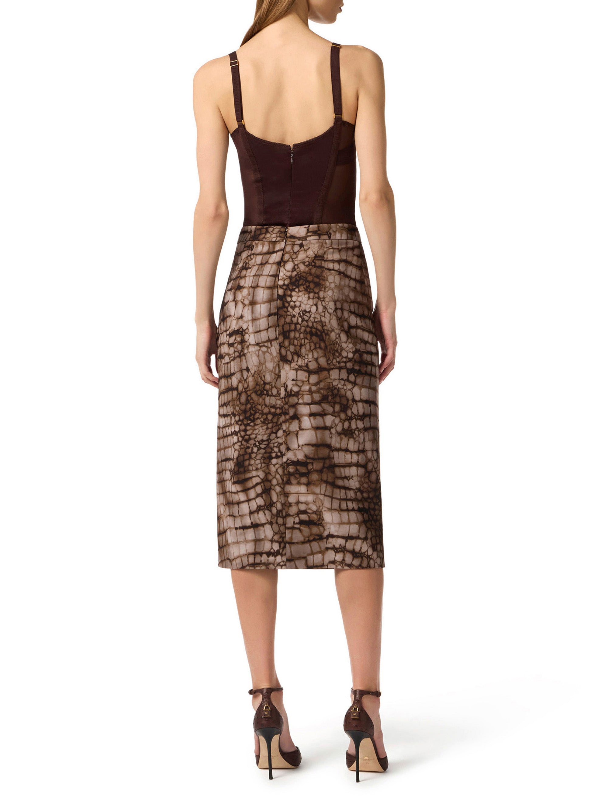 Bodysuit in stretch tulle and satin fabric