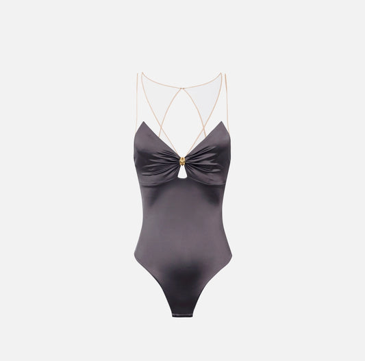 Lycra bodysuit with tulle straps