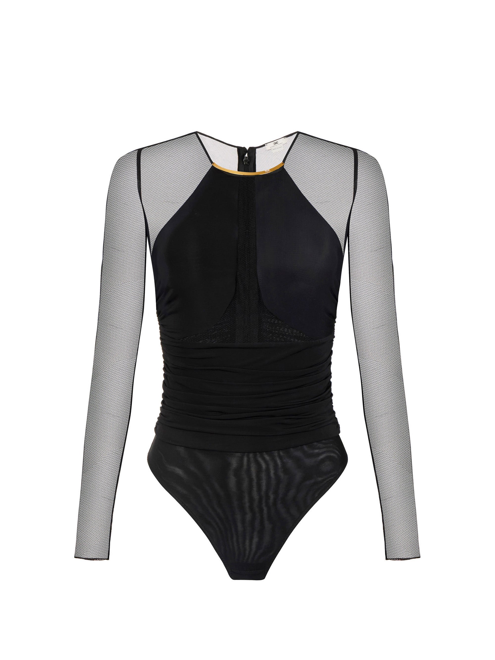 Lightweight crêpe jersey bodysuit with jewel detail