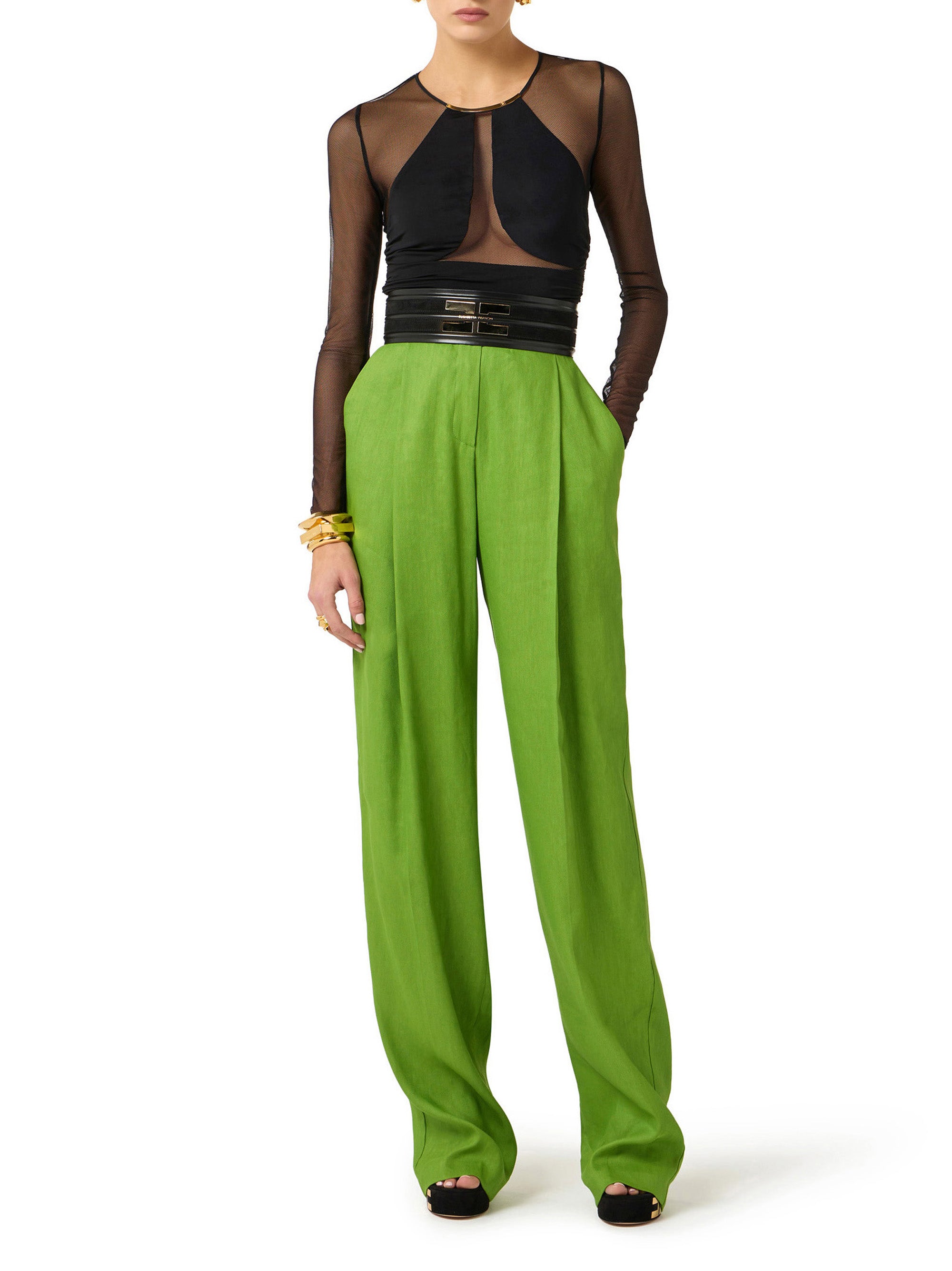 Lightweight crêpe jersey bodysuit with jewel detail