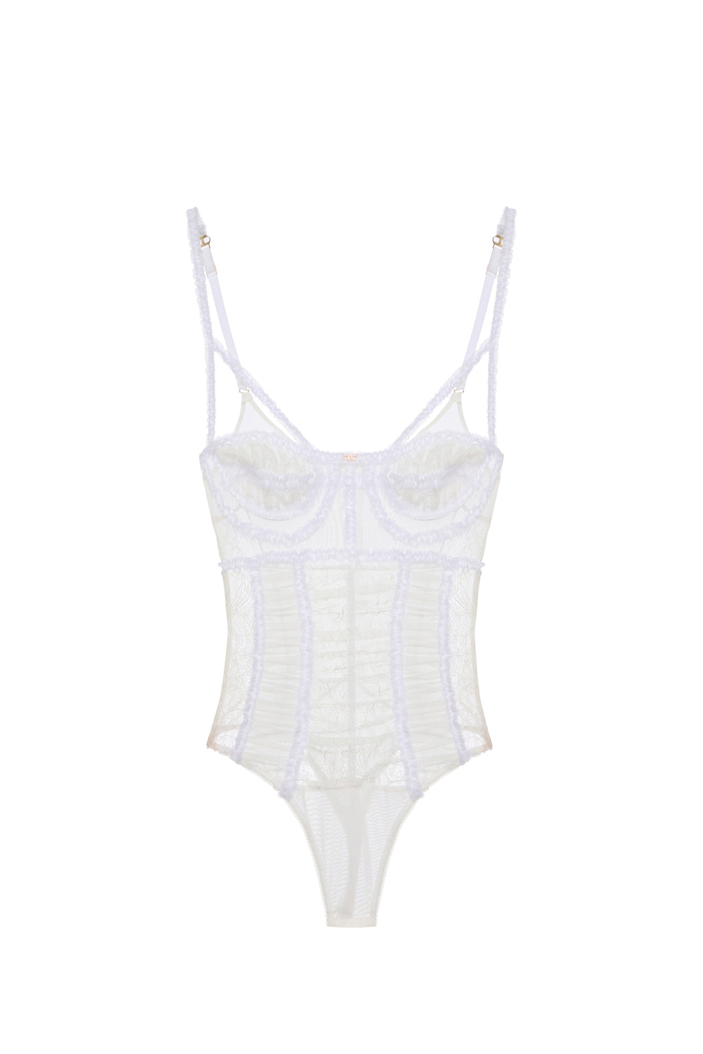 Bodysuit in tulle fabric and floral lace | LAST PIECE: 40