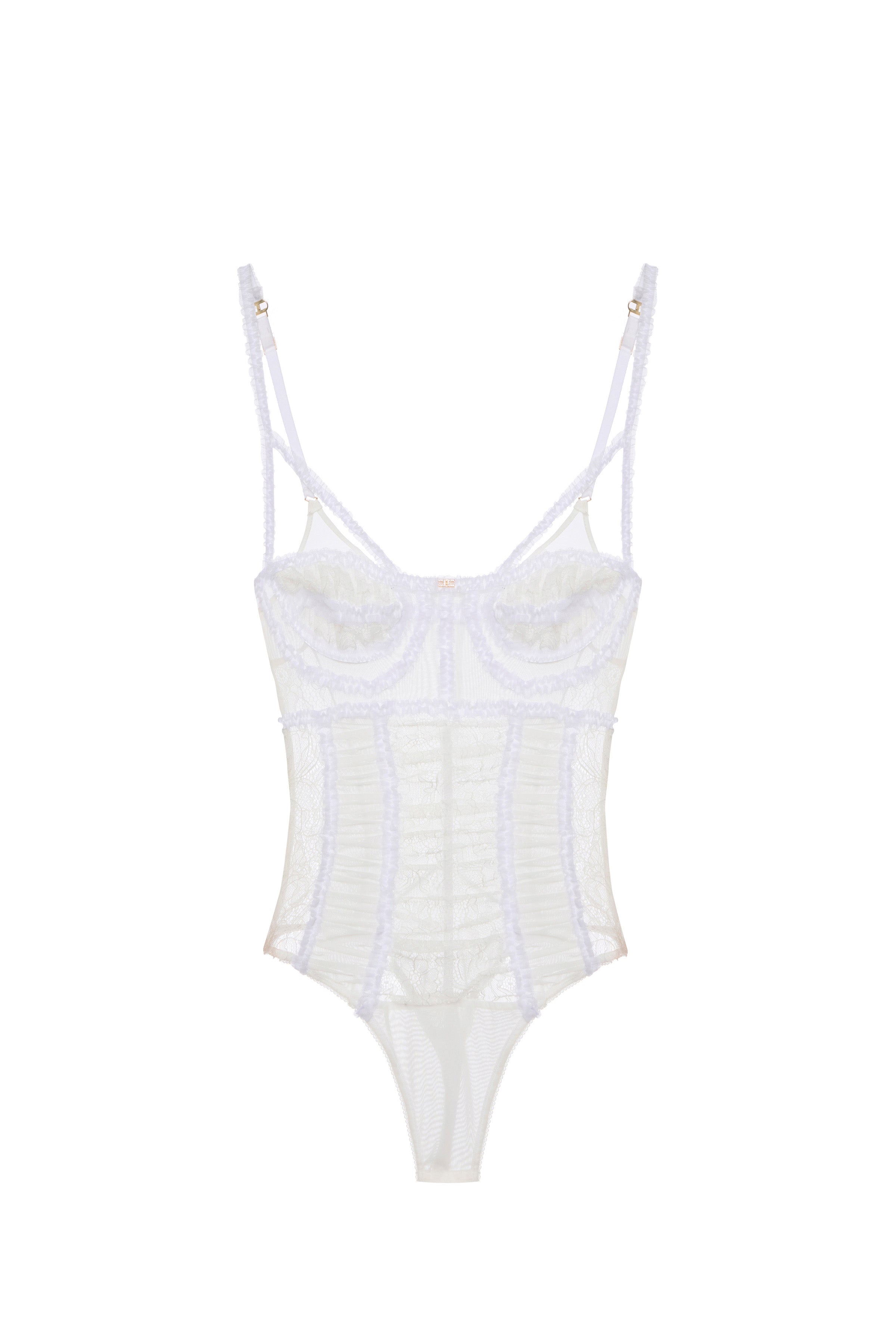 Bodysuit in tulle fabric and floral lace | LAST PIECE: 40
