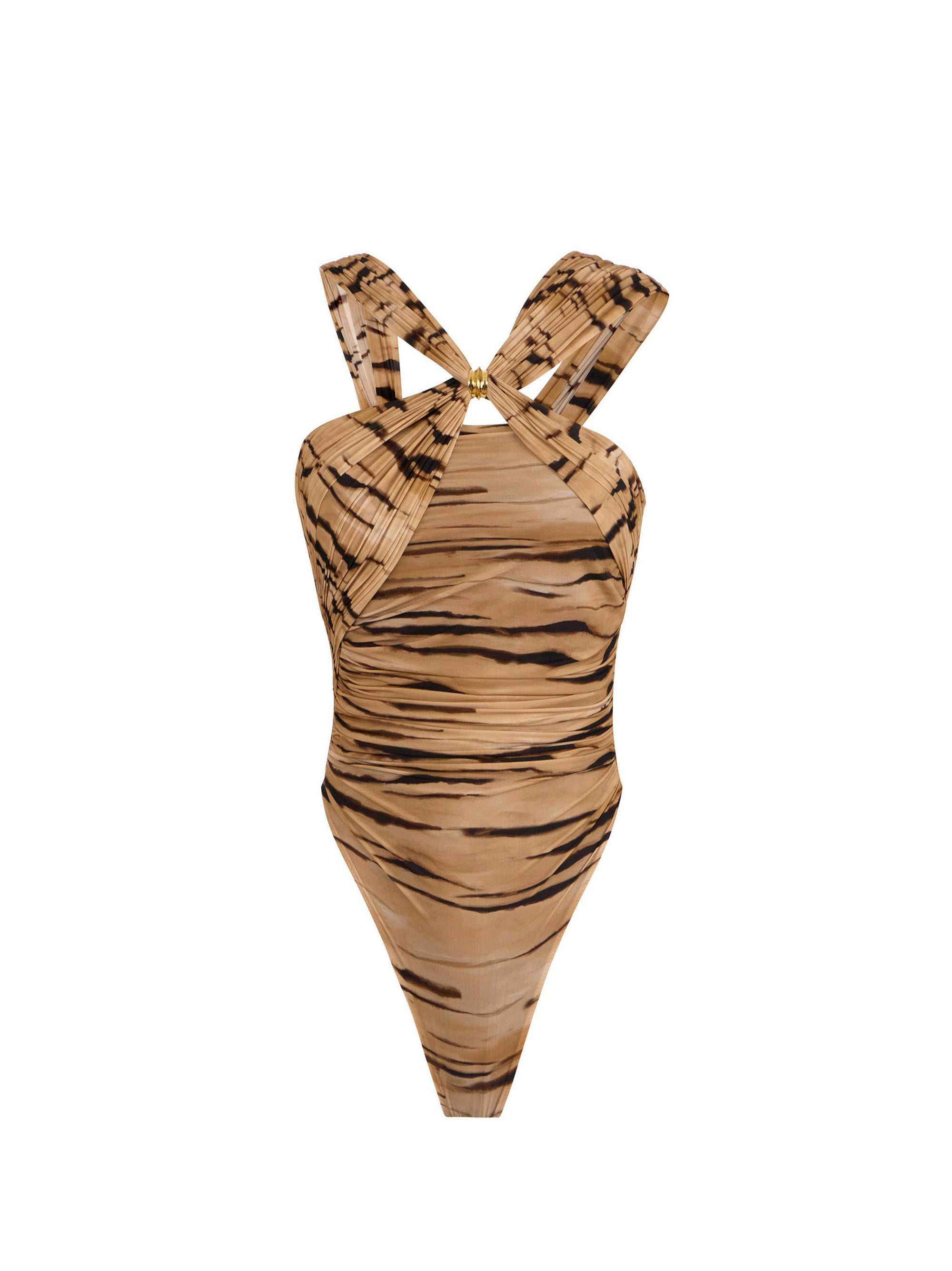 Jersey bodysuit with tiger print