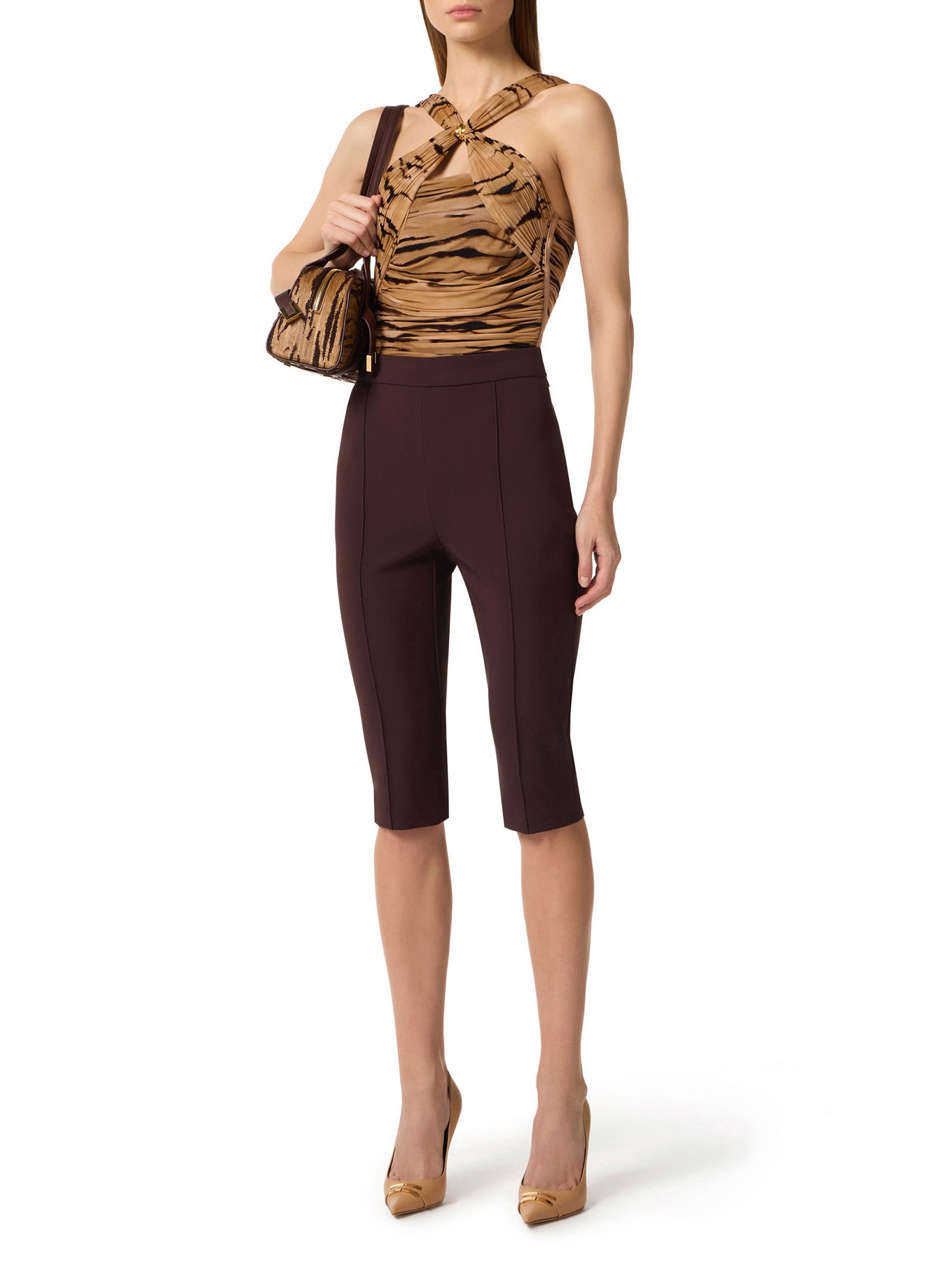 Jersey bodysuit with tiger print