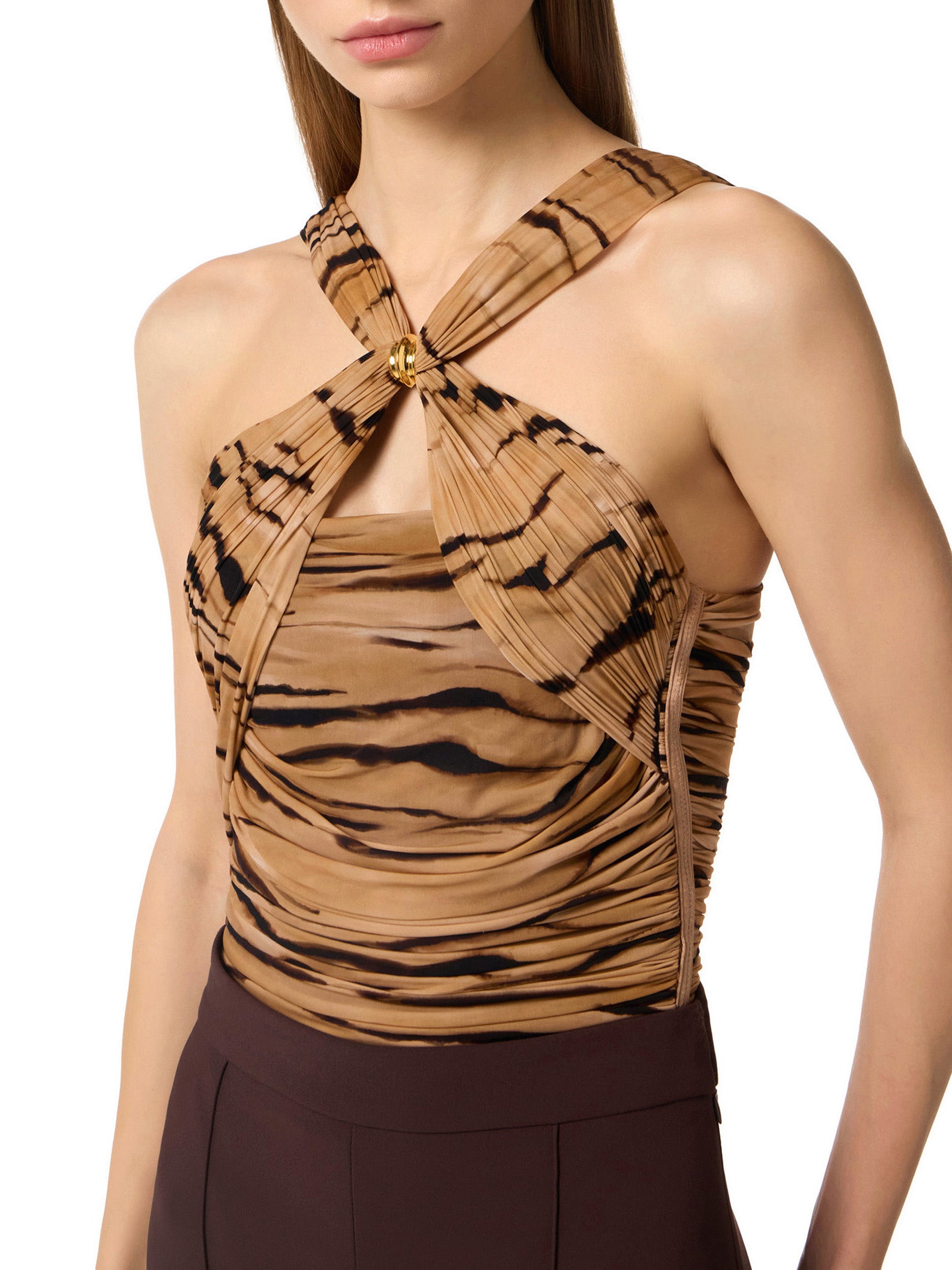Jersey bodysuit with tiger print