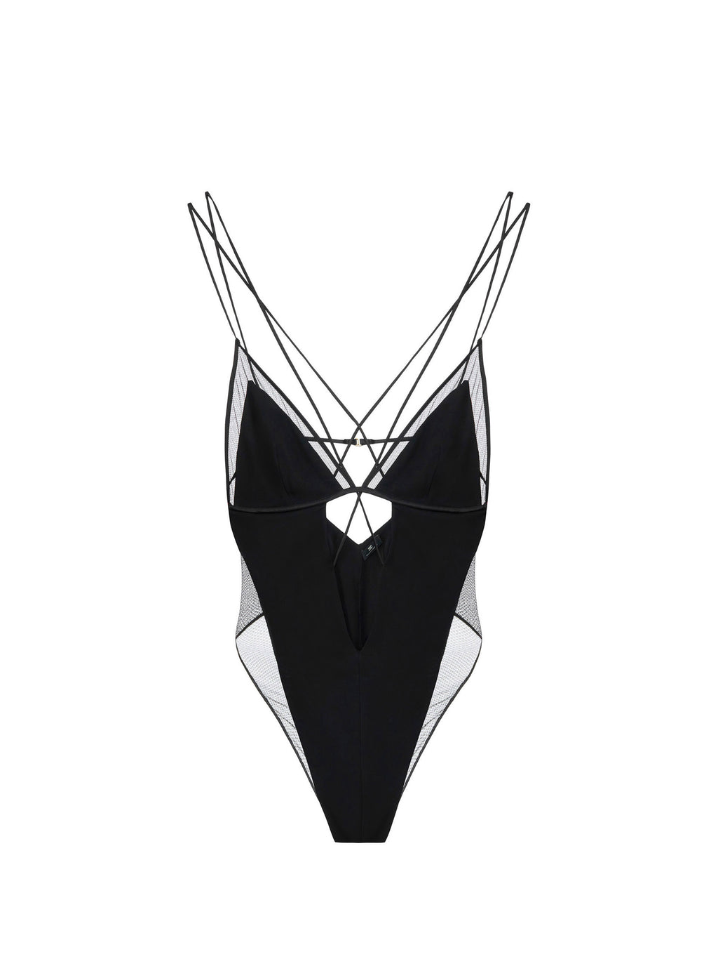 Bodysuit in crêpe jersey and tulle fabric