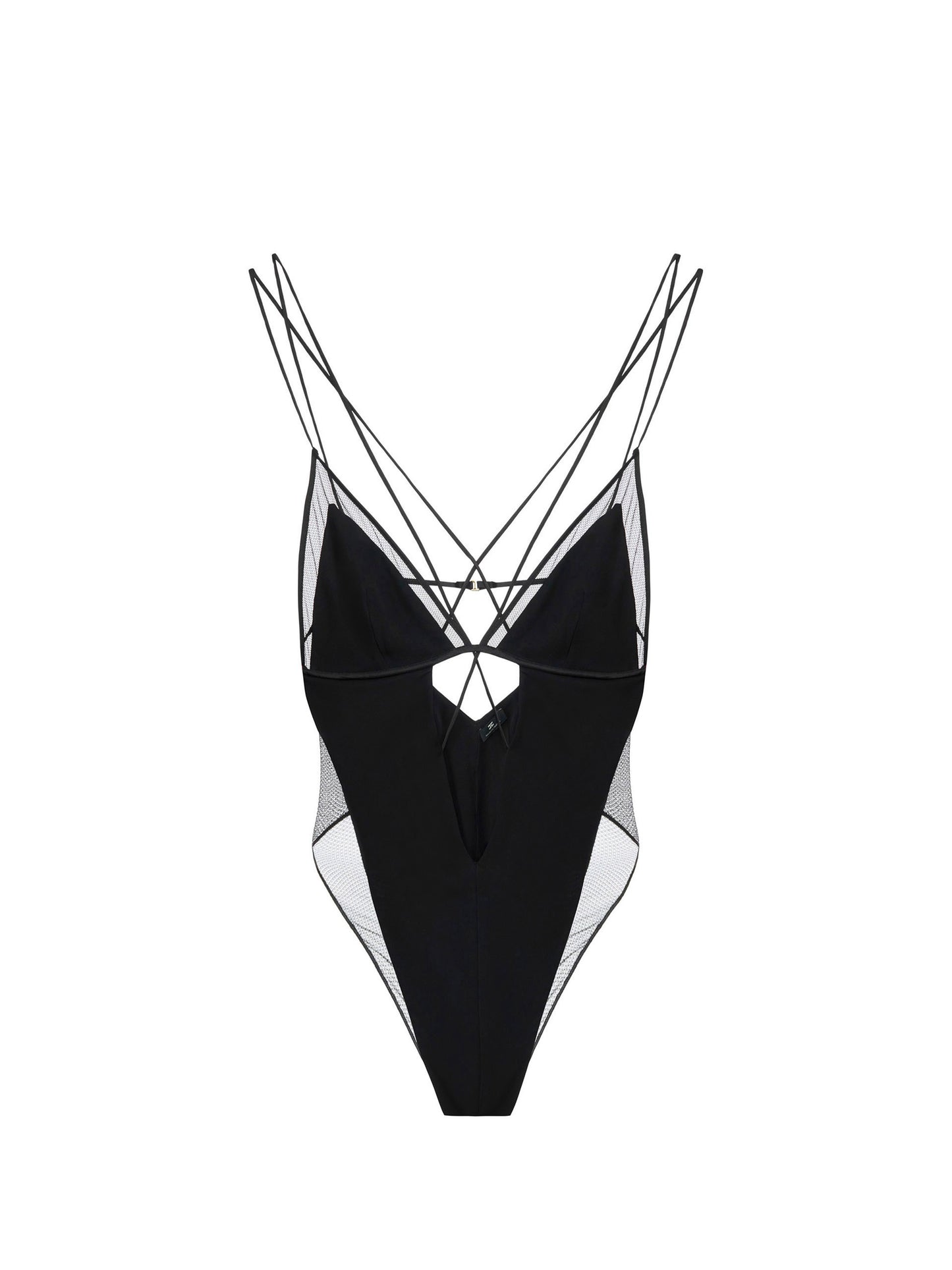 Bodysuit in crêpe jersey and tulle fabric