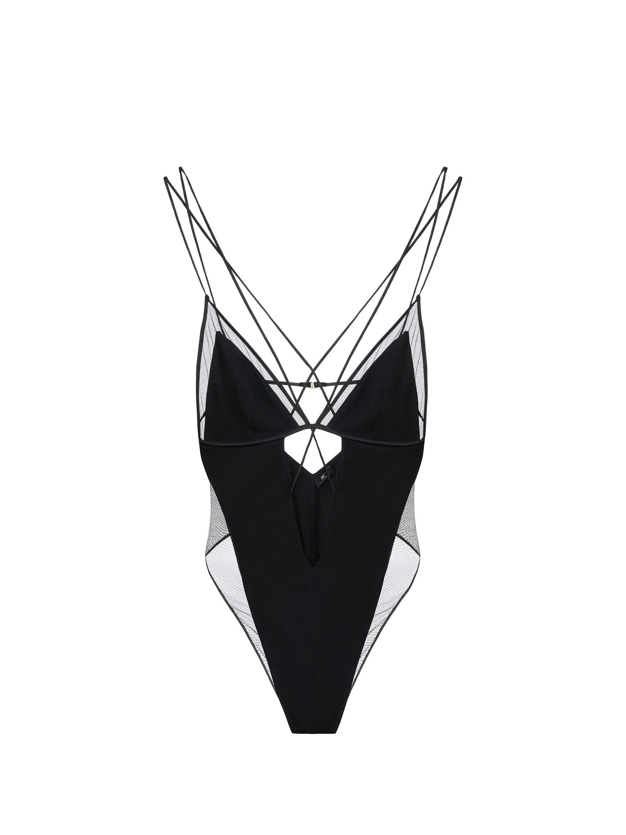 Bodysuit in crêpe jersey and tulle fabric