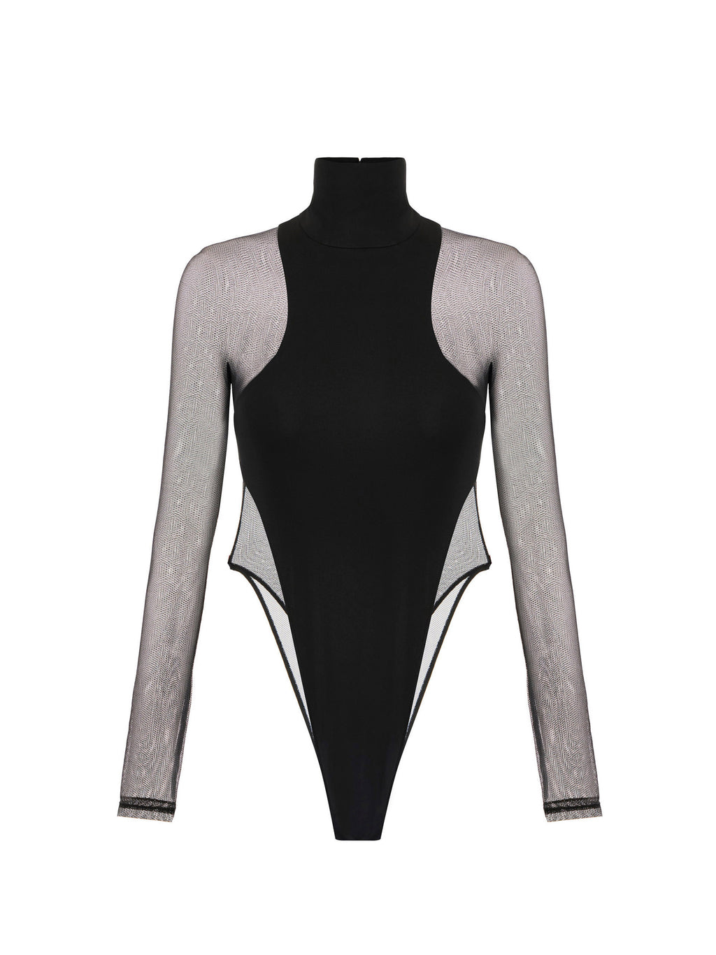 Bodysuit in crêpe jersey and tulle fabric