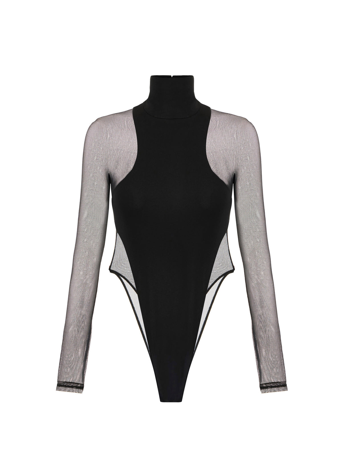 Bodysuit in crêpe jersey and tulle fabric