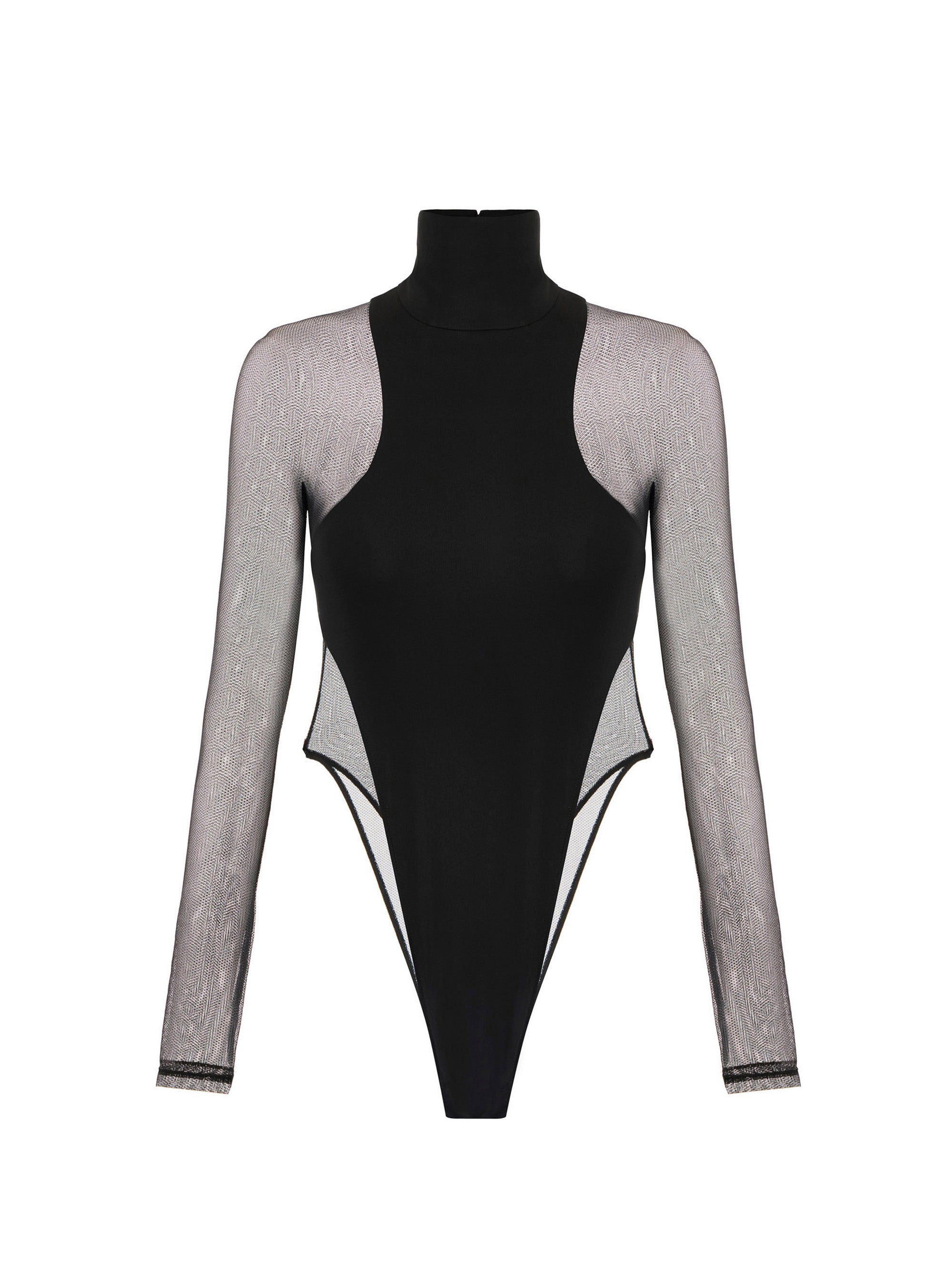Bodysuit in crêpe jersey and tulle fabric