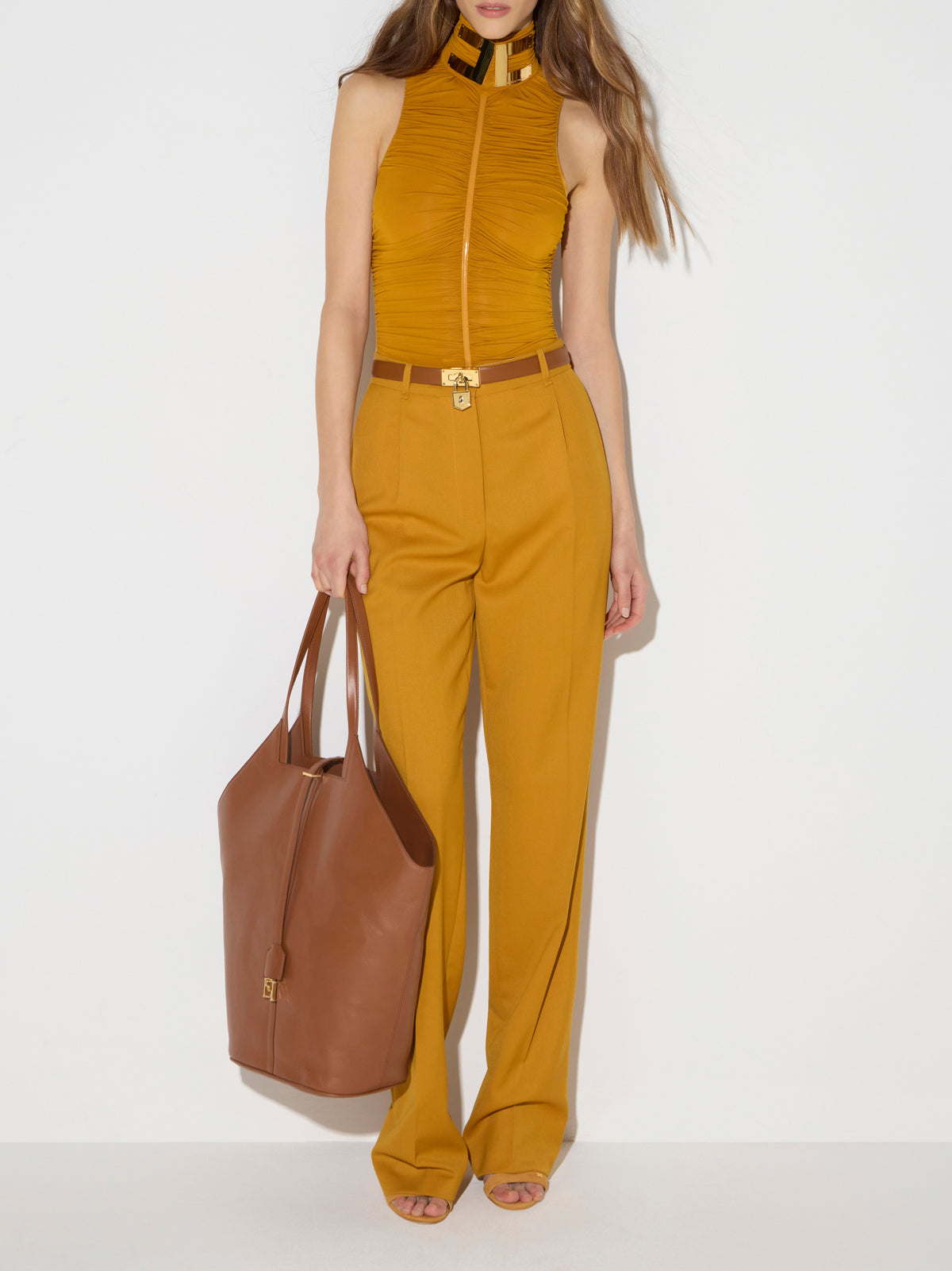 Bodysuit in stretch jersey fabric with jewel collar