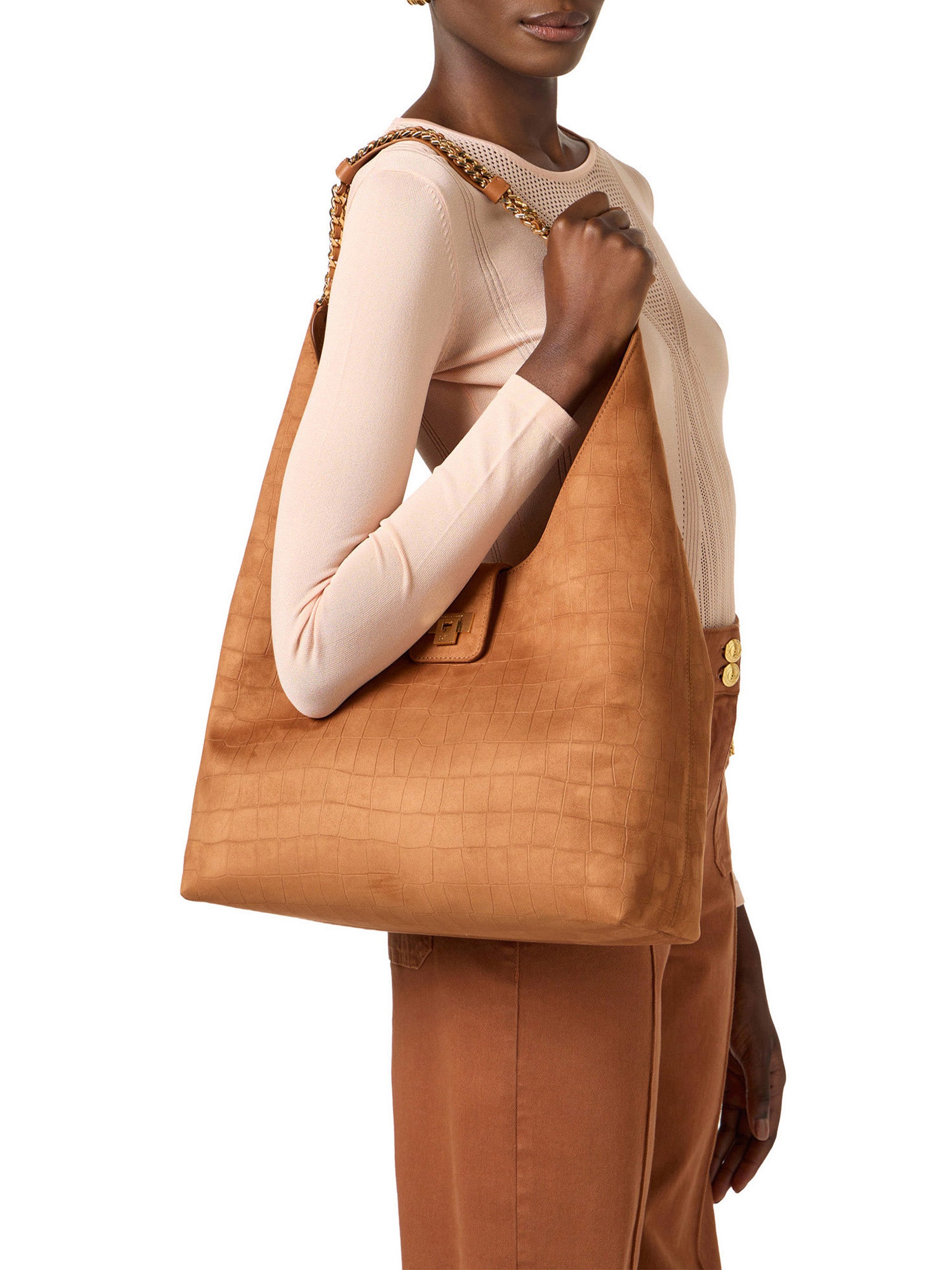 Suede hobo bag