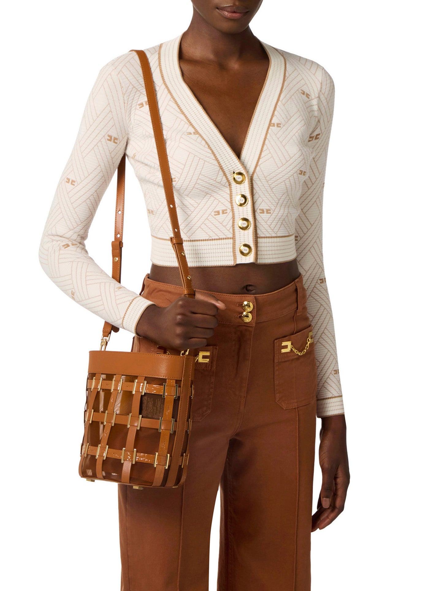 Mesh bucket bag with rings