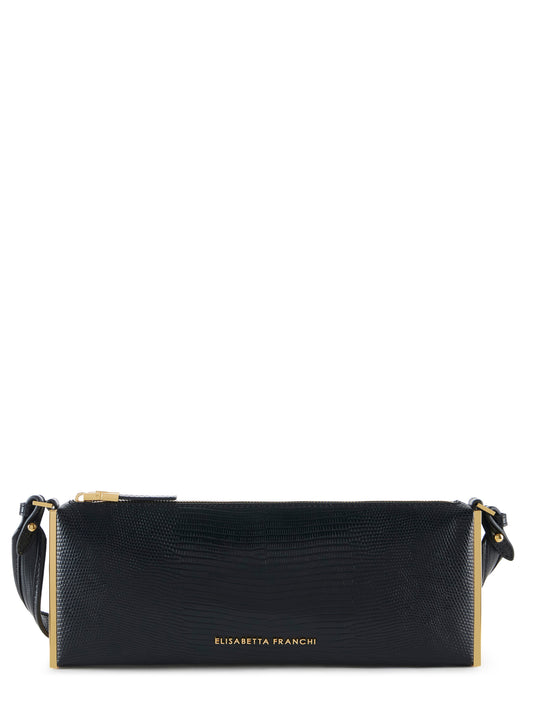 Over-the-shoulder bag with lizard print