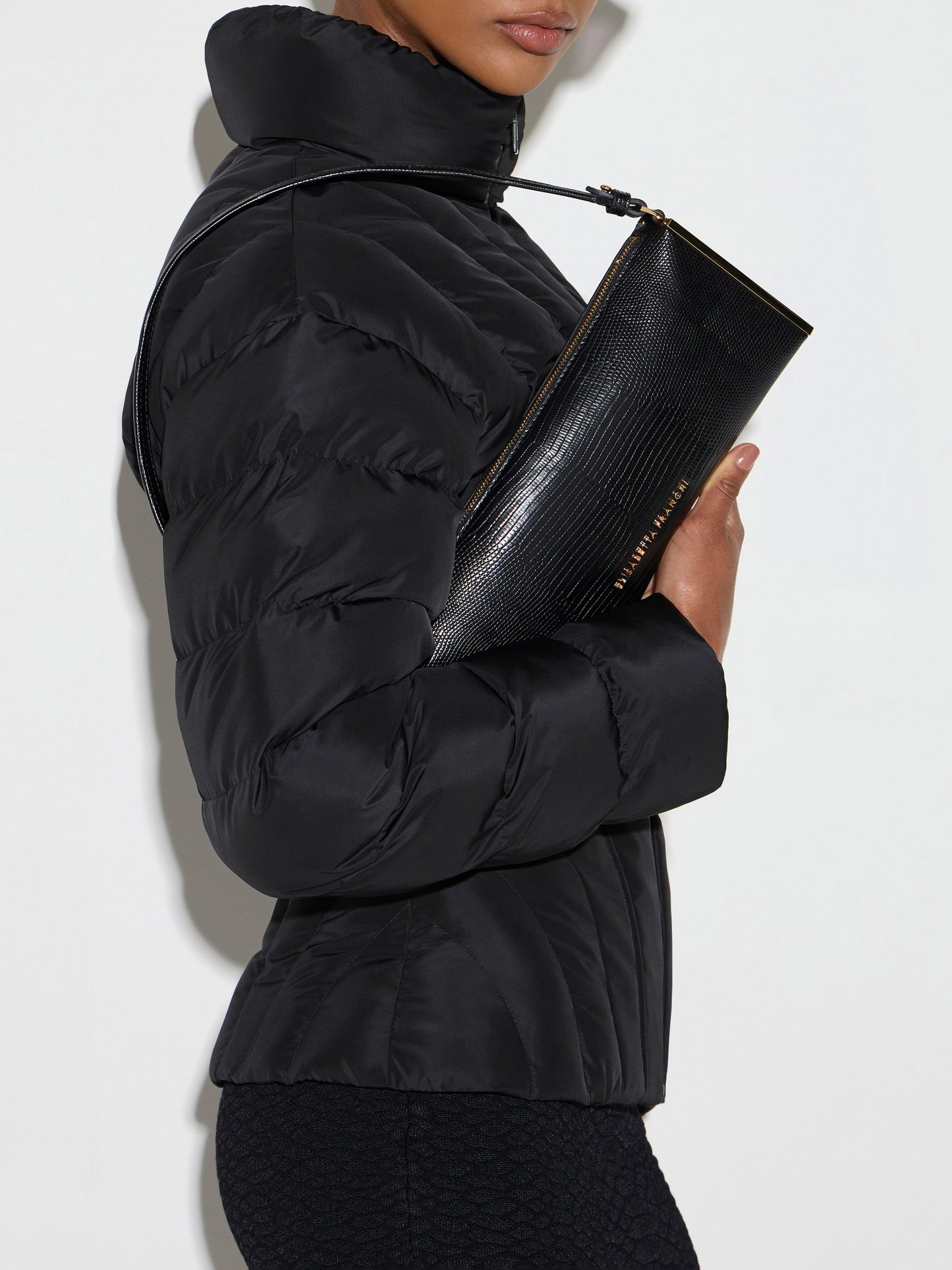 Over-the-shoulder bag with lizard print