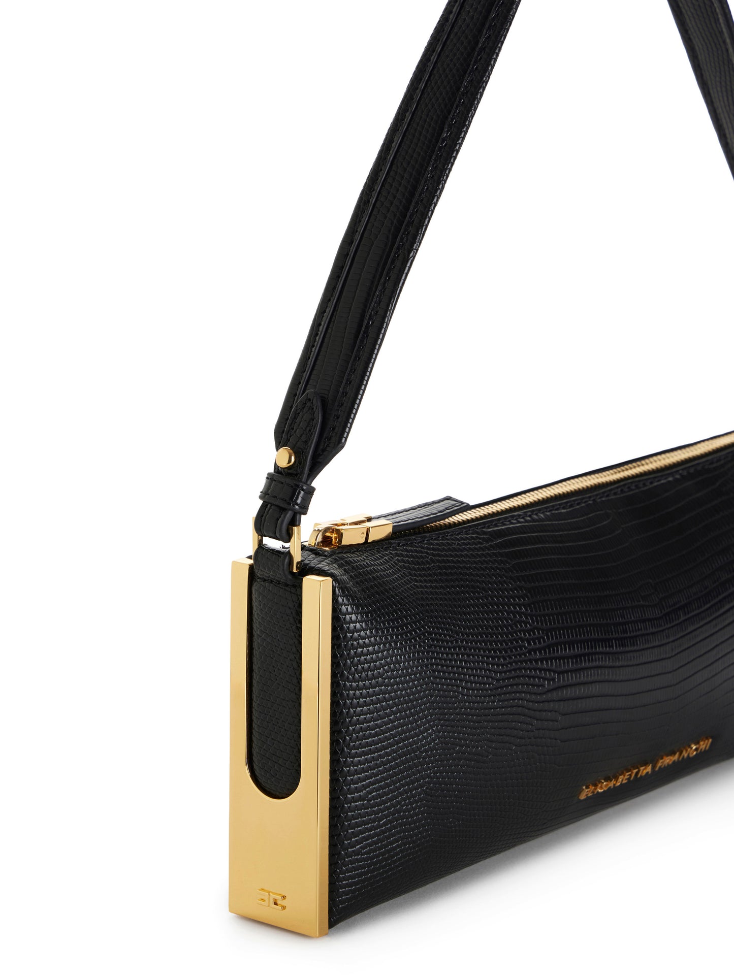 Over-the-shoulder bag with lizard print