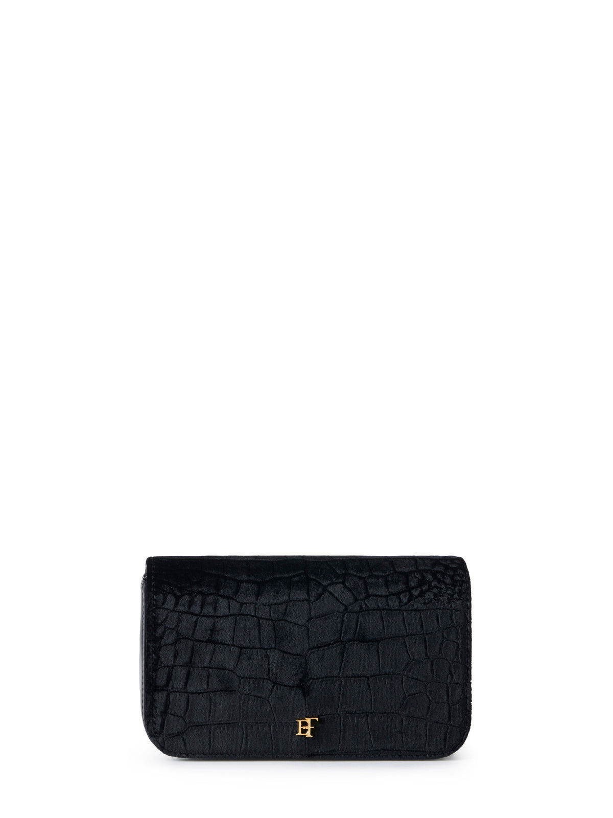 Velvet shoulder bag with crocodile print