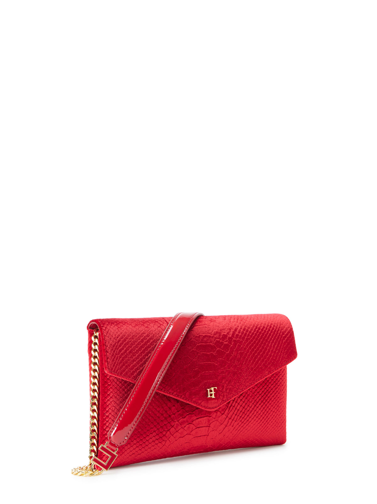 Velvet shoulder bag with crocodile print