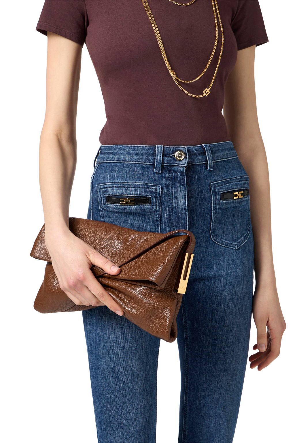 Leather over-the-shoulder bag