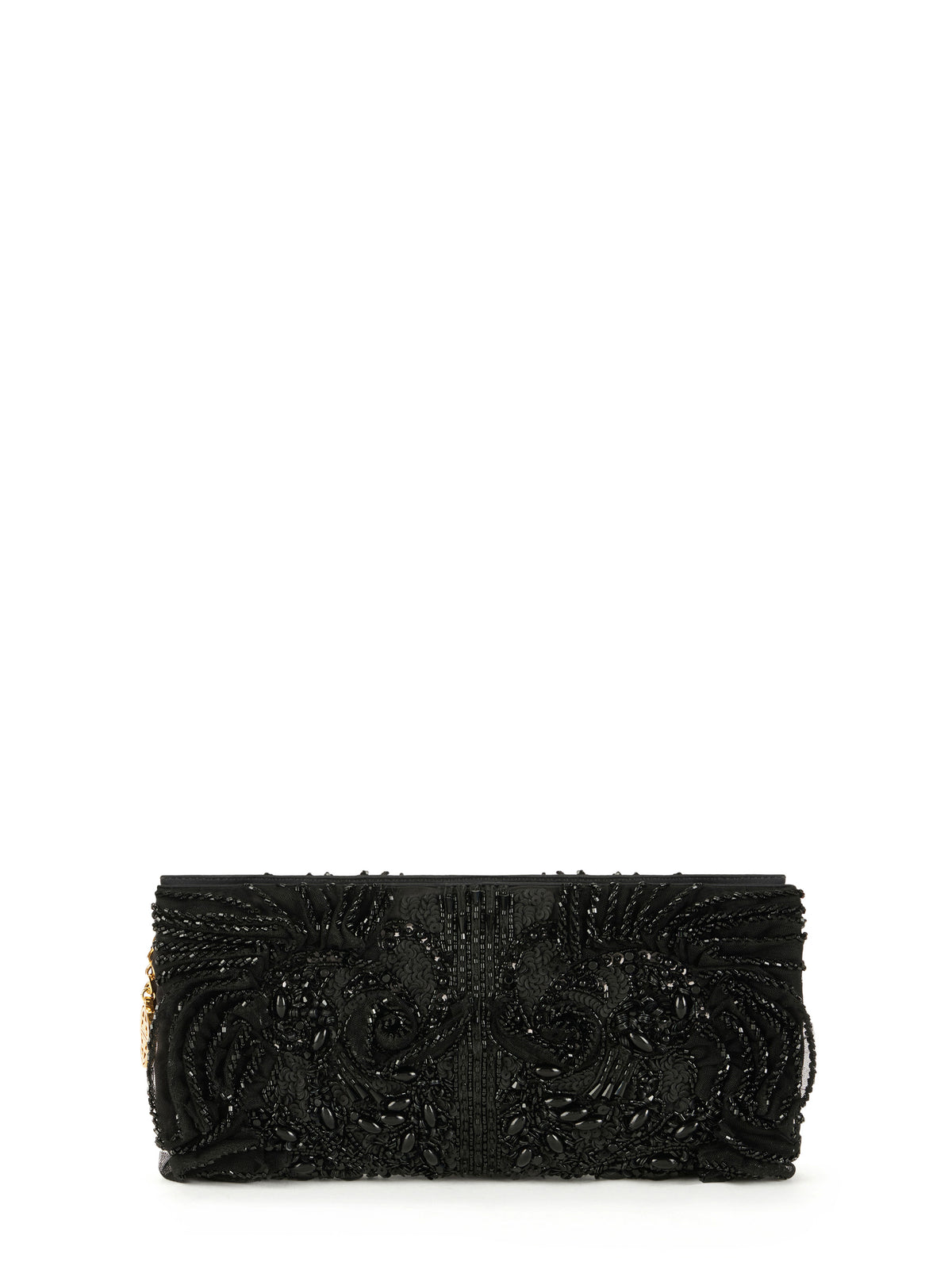 Satin clutch bag with crystals
