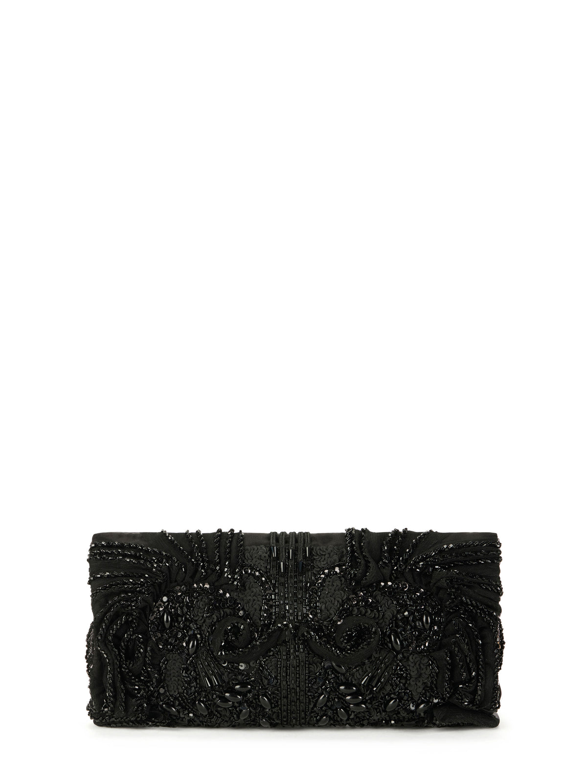 Satin clutch bag with crystals