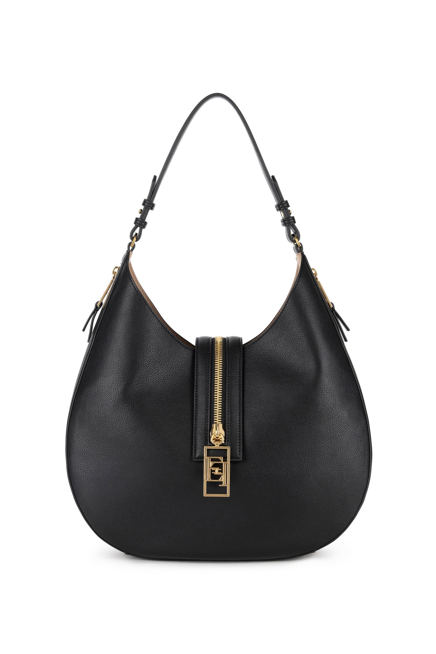 Large hobo bag in leather-effect material with zip