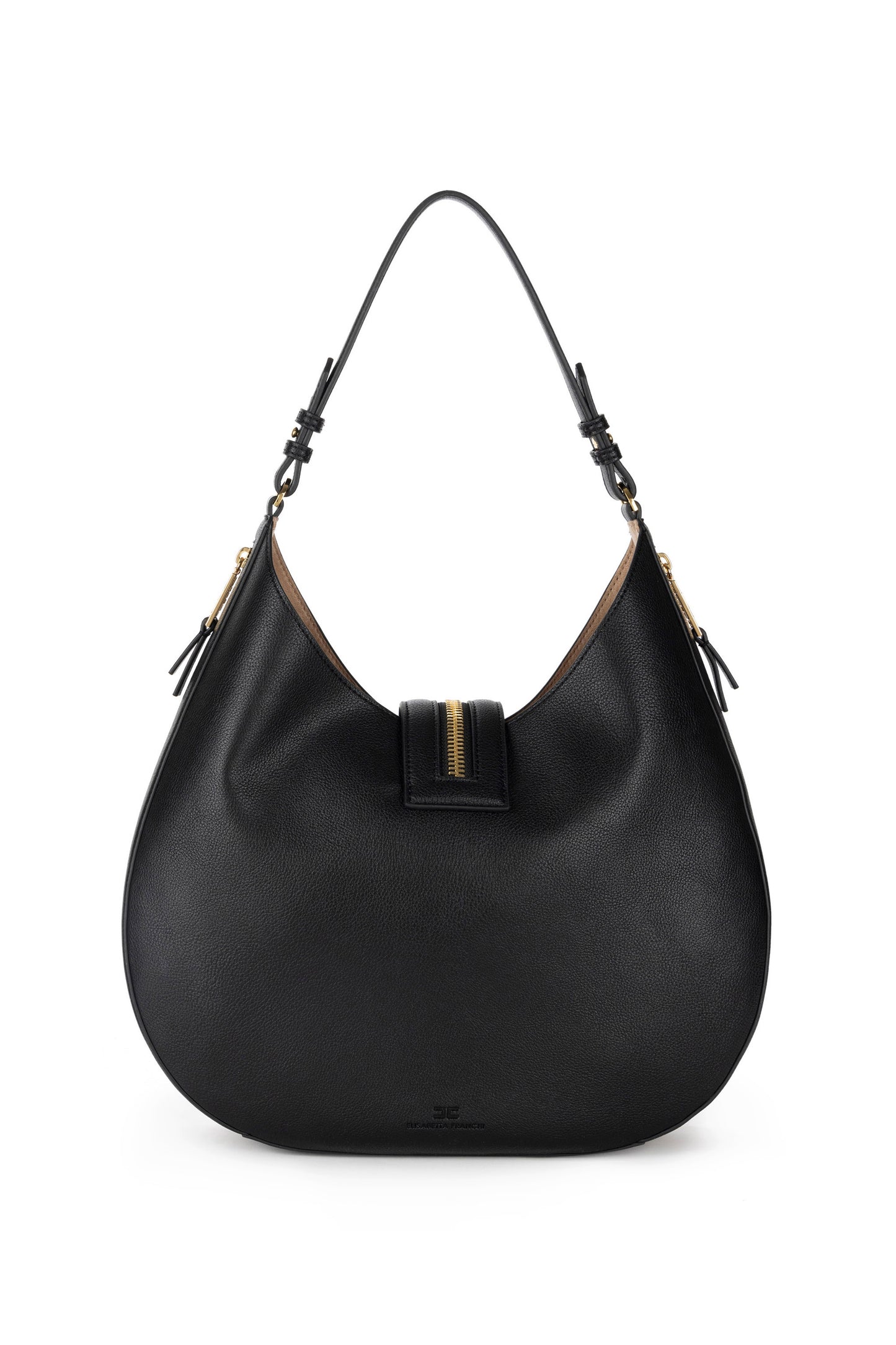 Large hobo bag in leather-effect material with zip