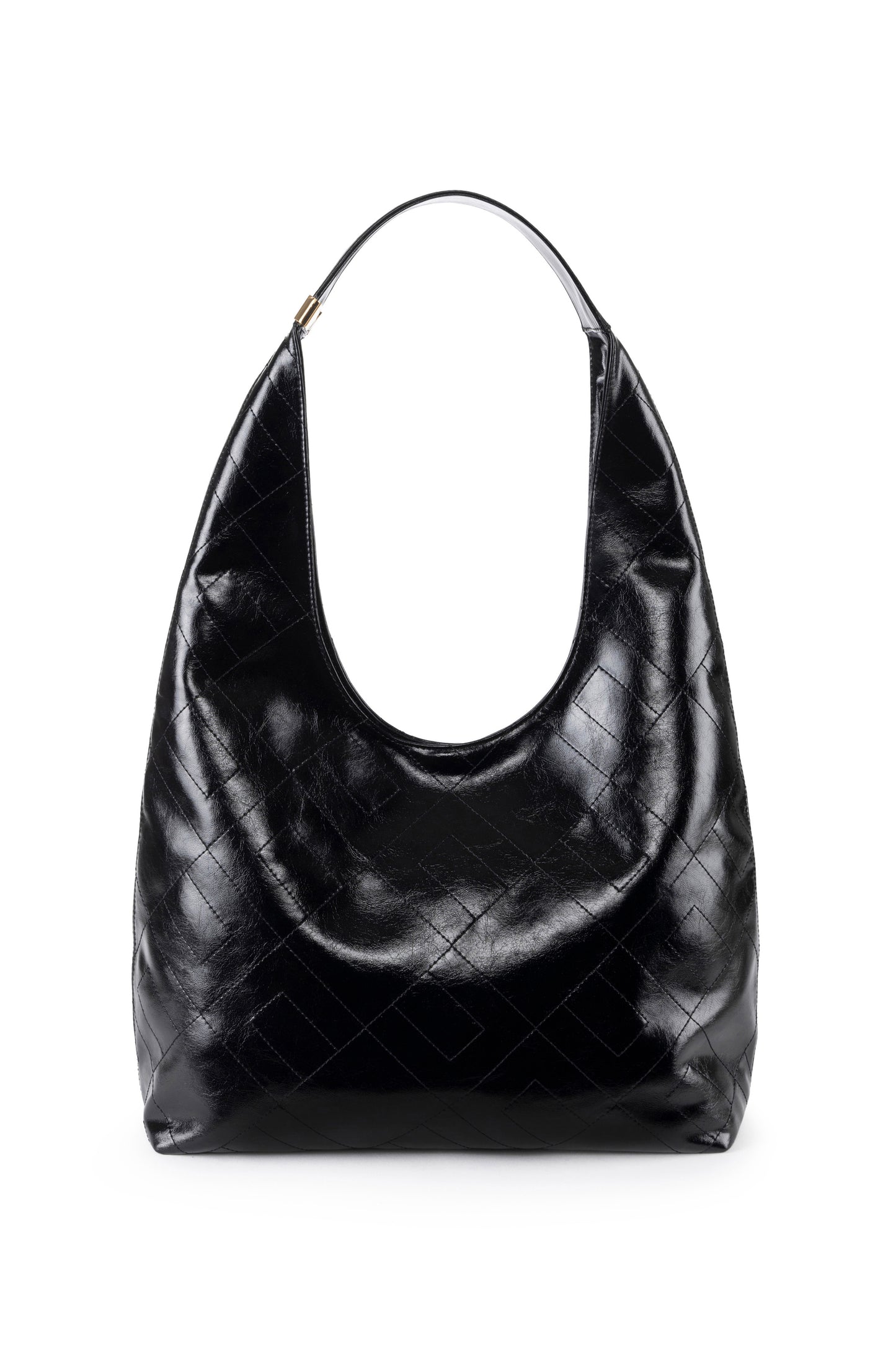 Synthetic material hobo bag with logo stitchings