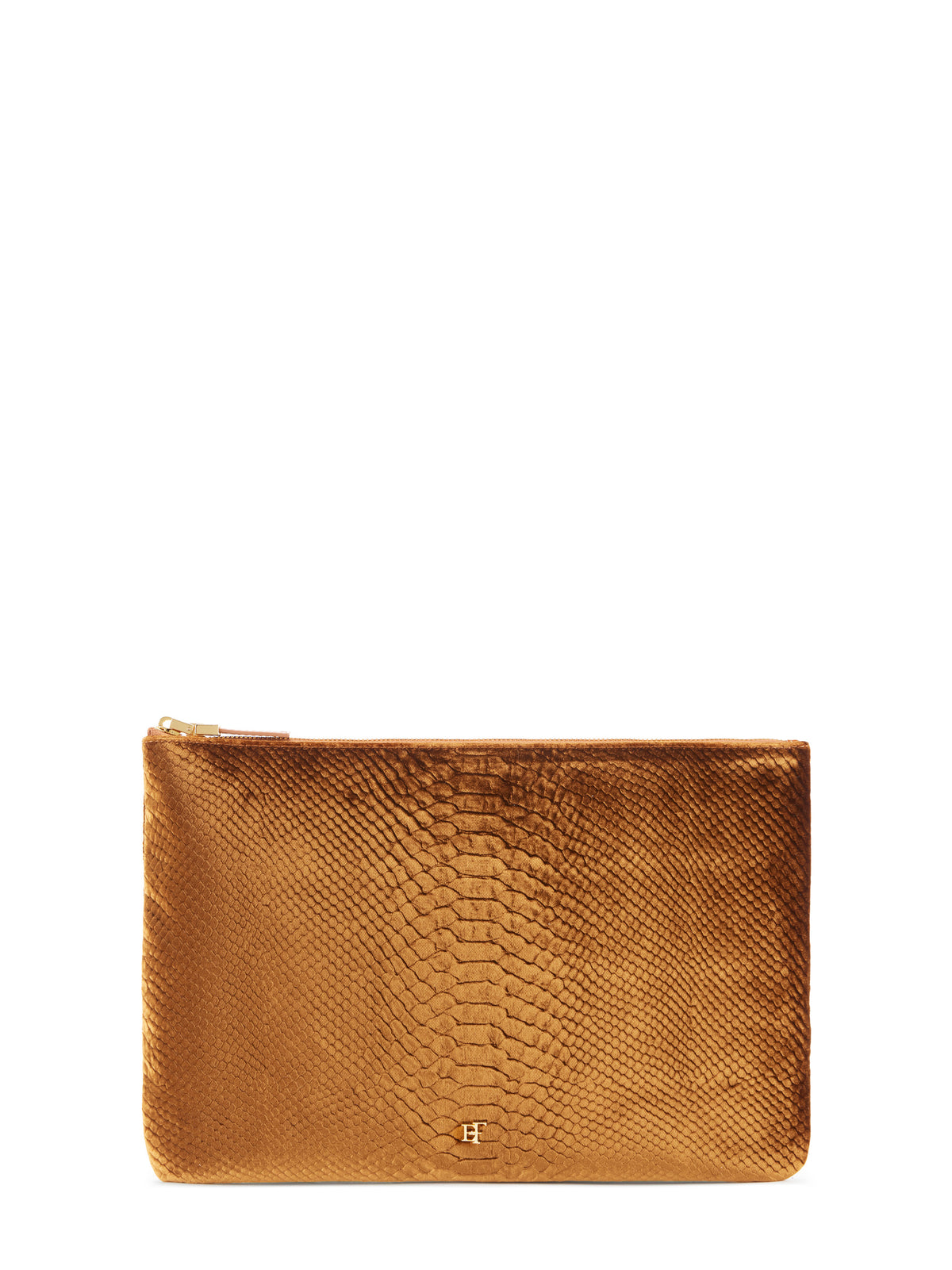 Velvet clutch bag with crocodile print