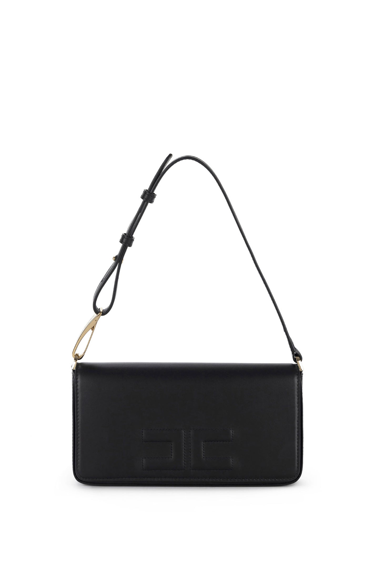 Leather shoulder bag with embossed logo