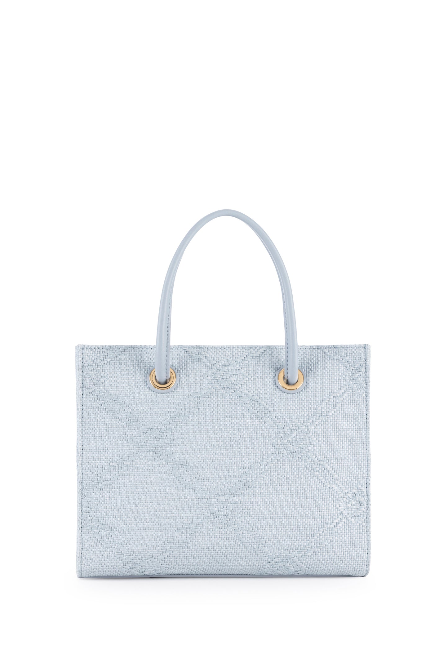 Small tote bag in jacquard raffia