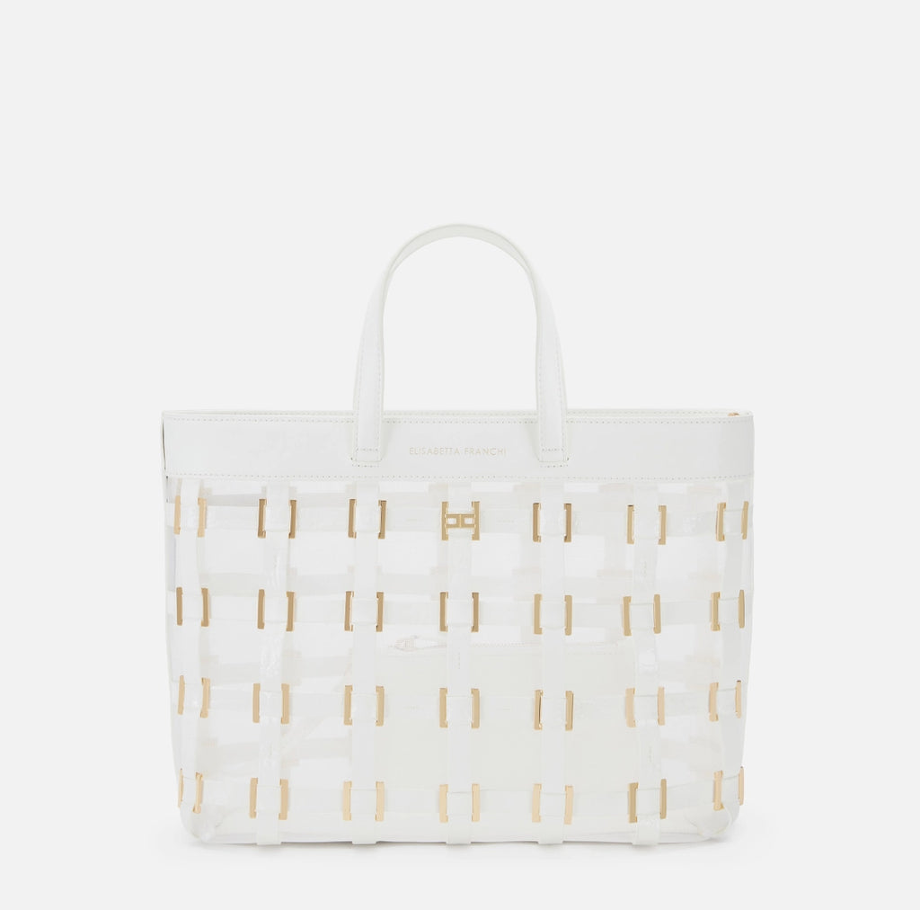 Mesh small tote bag with rings
