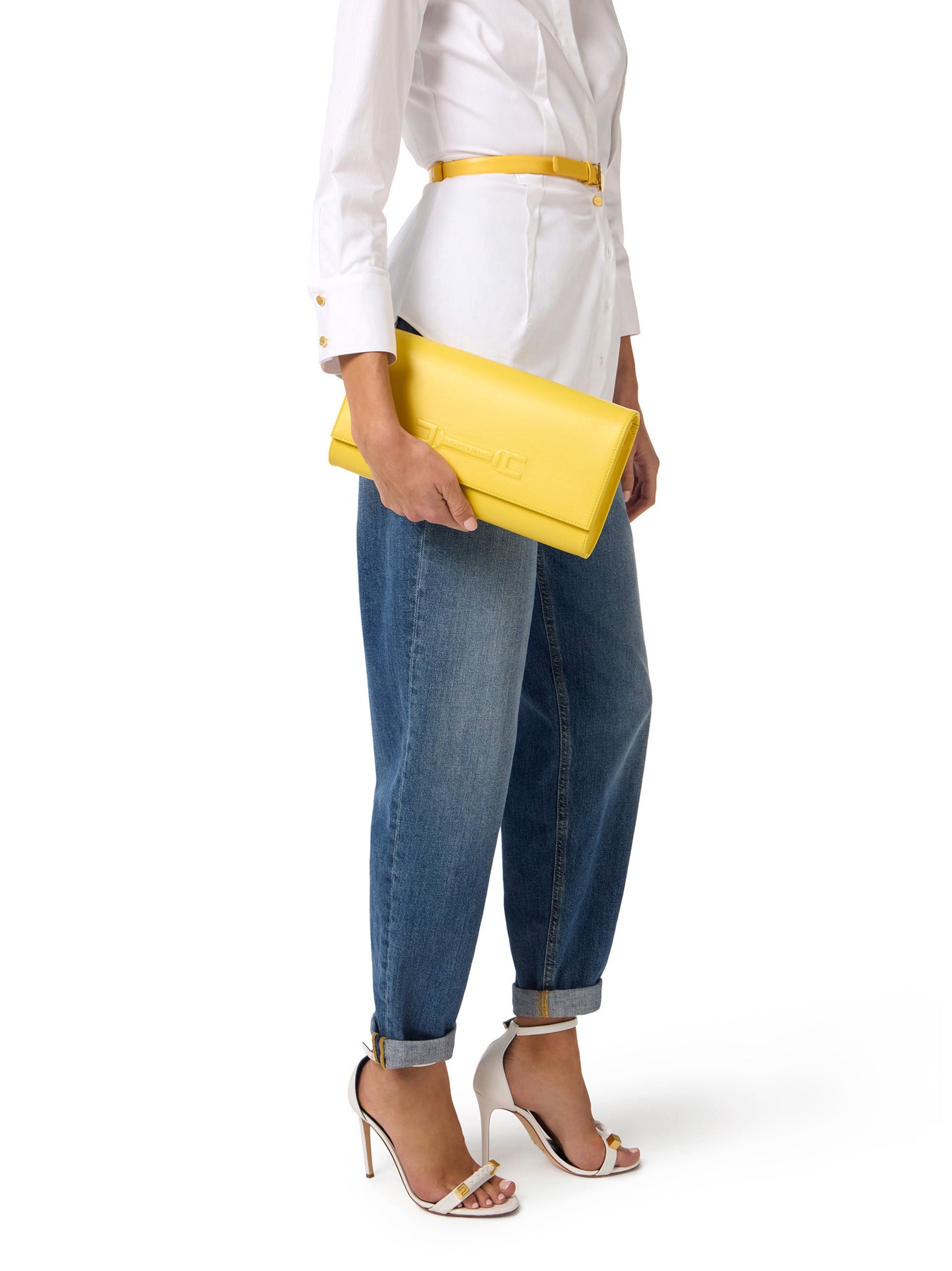 Pouch bag with embossed logo