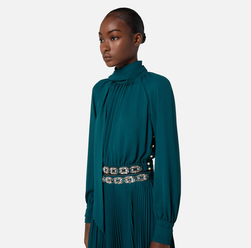 Blouse in viscose fabric with rhinestones | LAST PIECE: 40