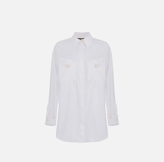 Cotton poplin shirt with pockets