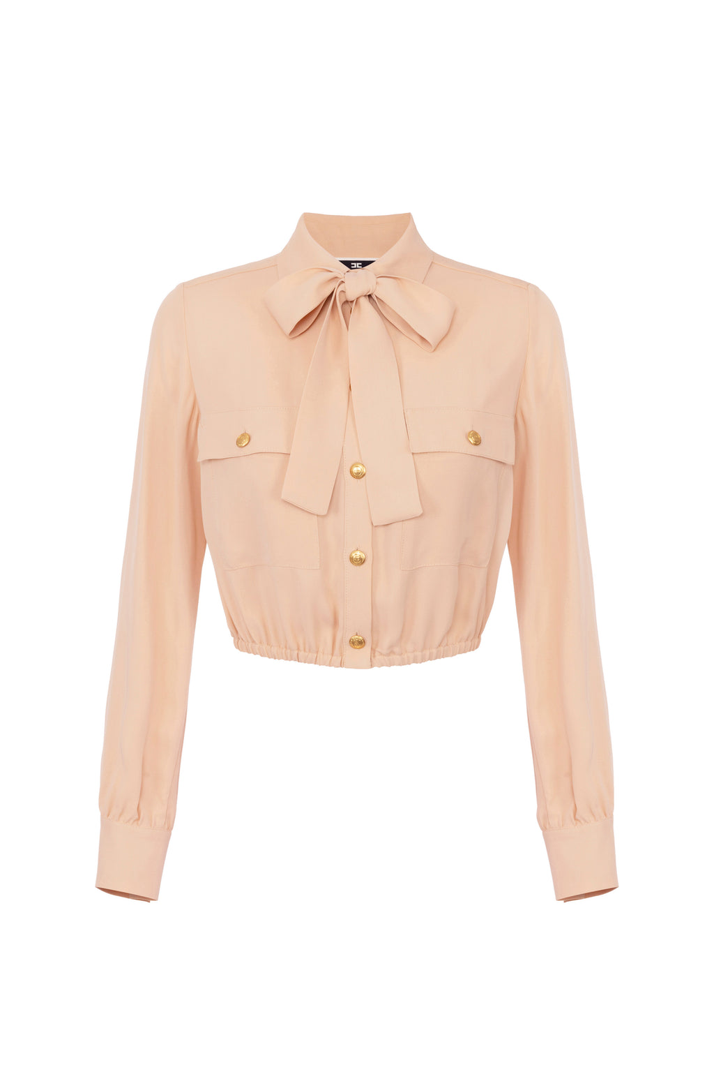 Cropped blouse in georgette fabric with foulard scarf neck | LAST PIECE: 44