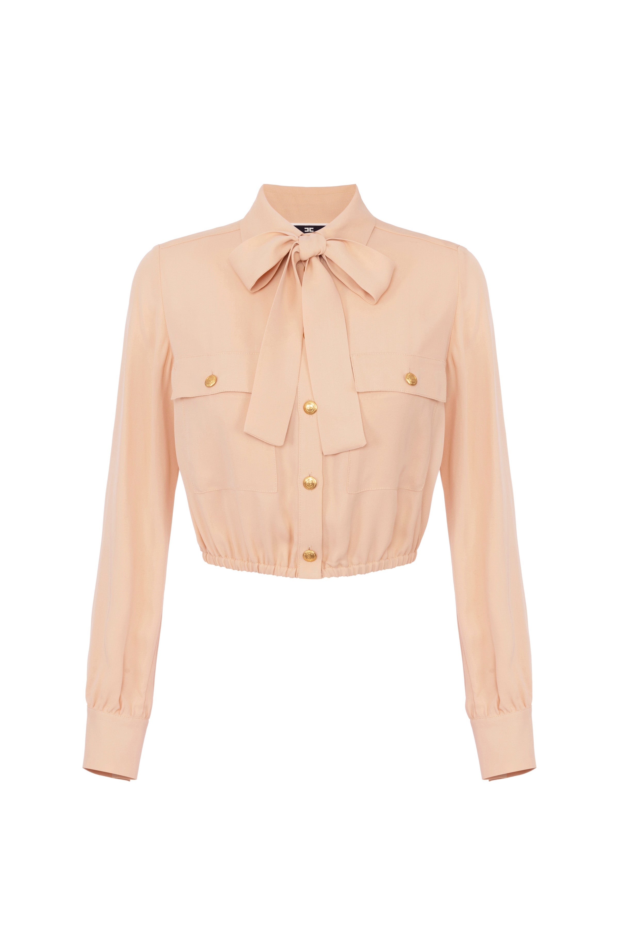 Cropped blouse in georgette fabric with foulard scarf neck | LAST PIECE: 44