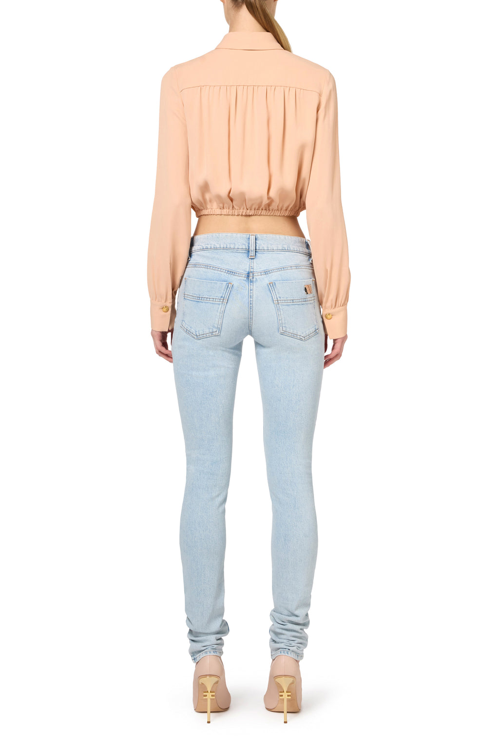 Cropped blouse in georgette fabric with foulard scarf neck | LAST PIECE: 44