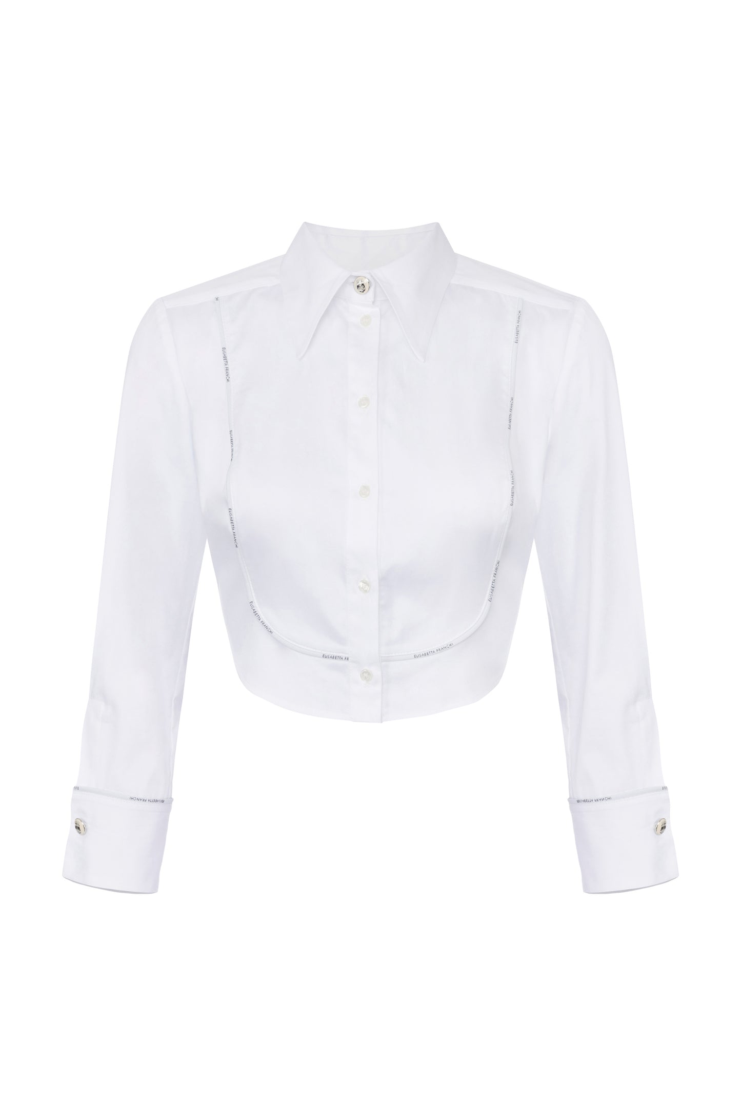 Cropped poplin shirt with bib and logoed elastic band