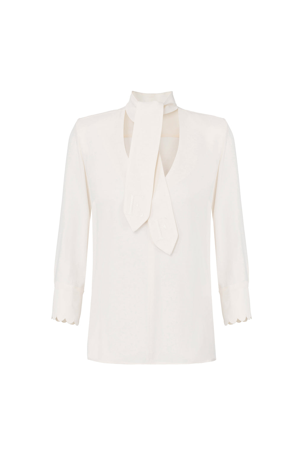 Blouse in georgette fabric with sash belt