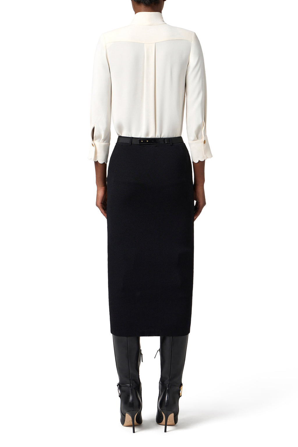 Blouse in georgette fabric with sash belt