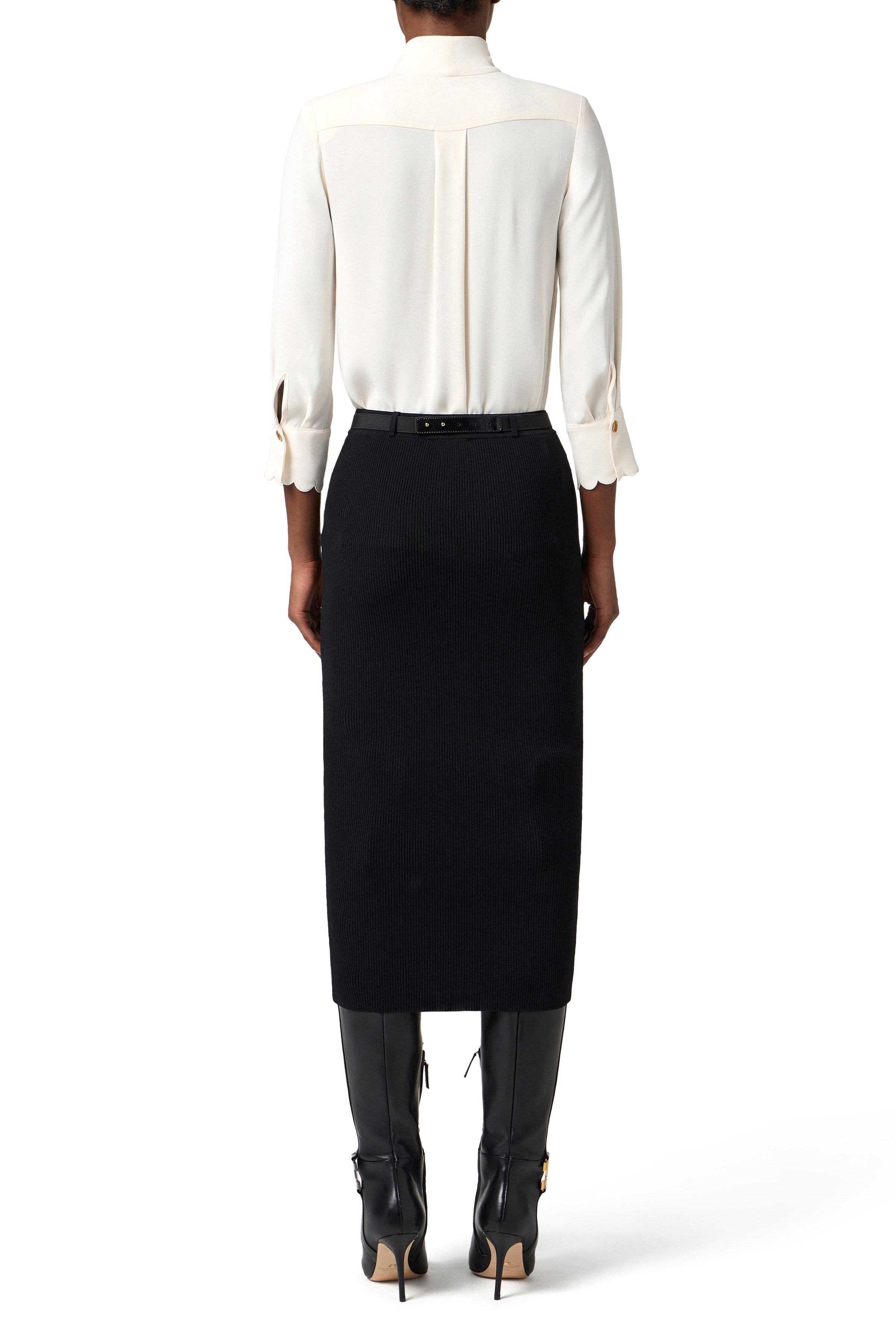 Blouse in georgette fabric with sash belt