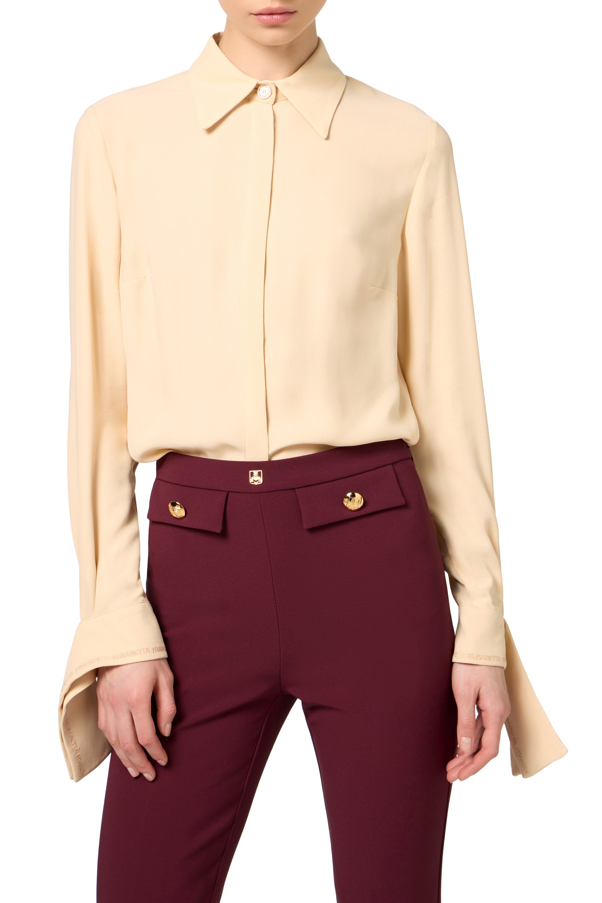 Blouse in georgette fabric with embroidered cuffs | LAST PIECE: 40