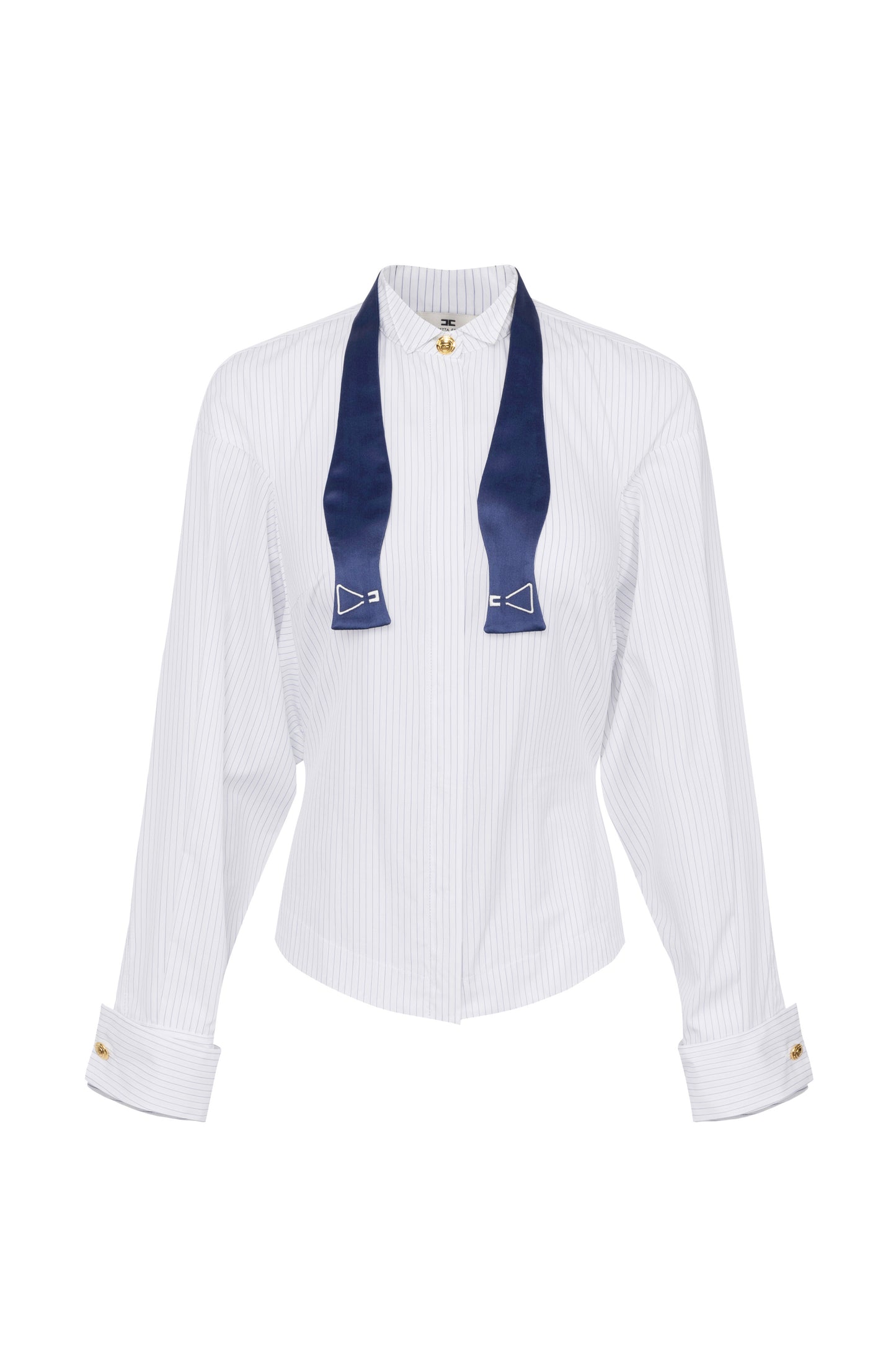 Striped poplin shirt with bow tie