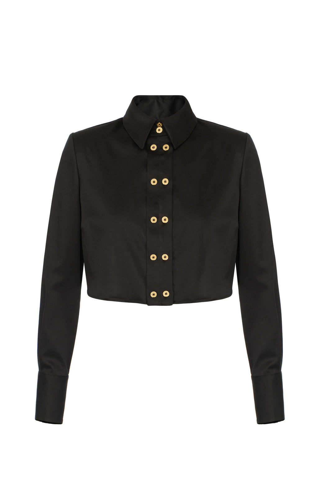 Cropped cotton satin shirt