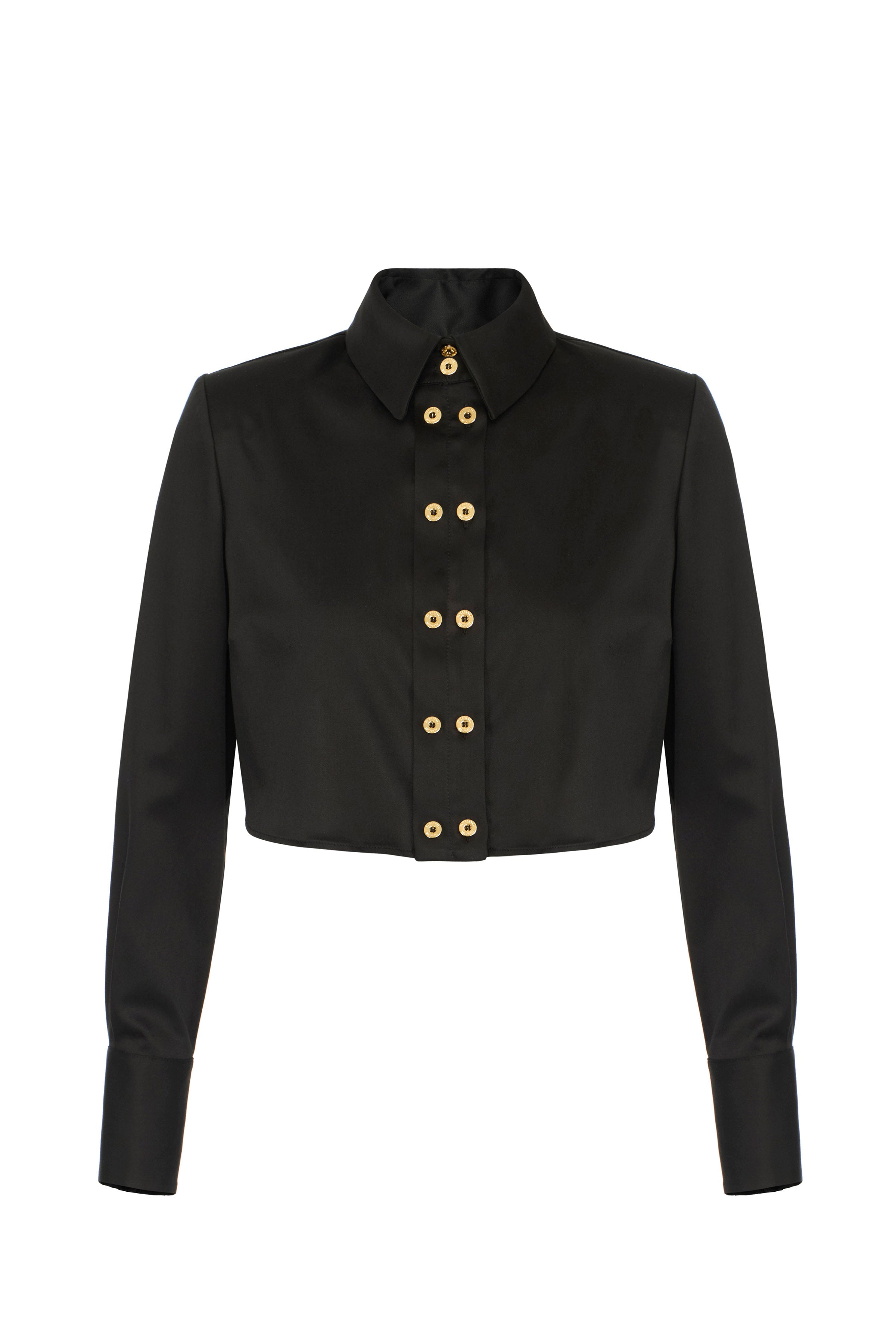 Cropped cotton satin shirt