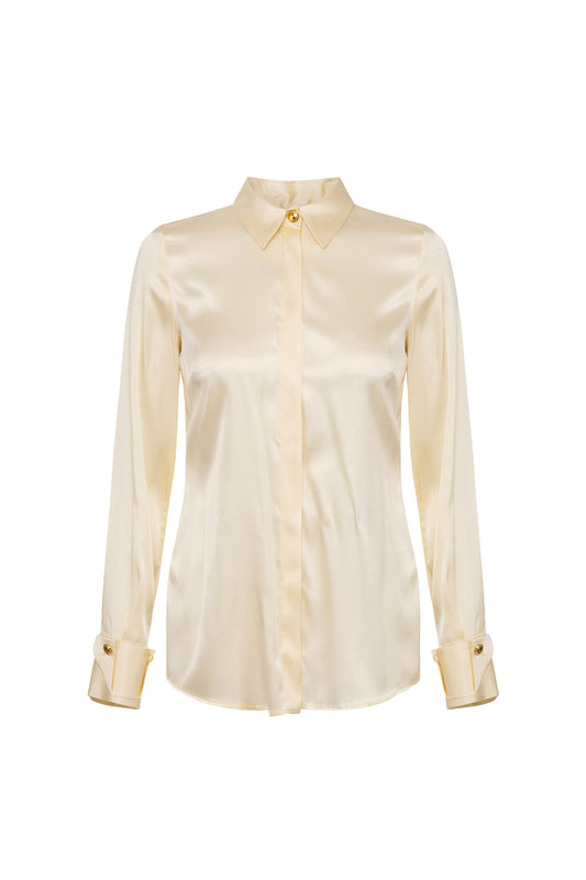 Silk satin blouse with double cuffs