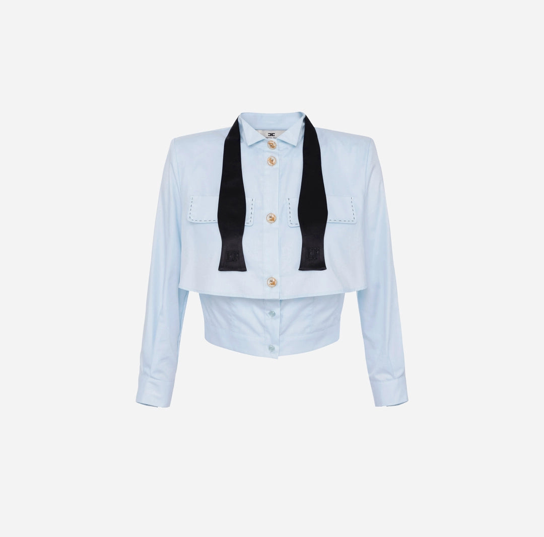 Poplin shirt with bow tie